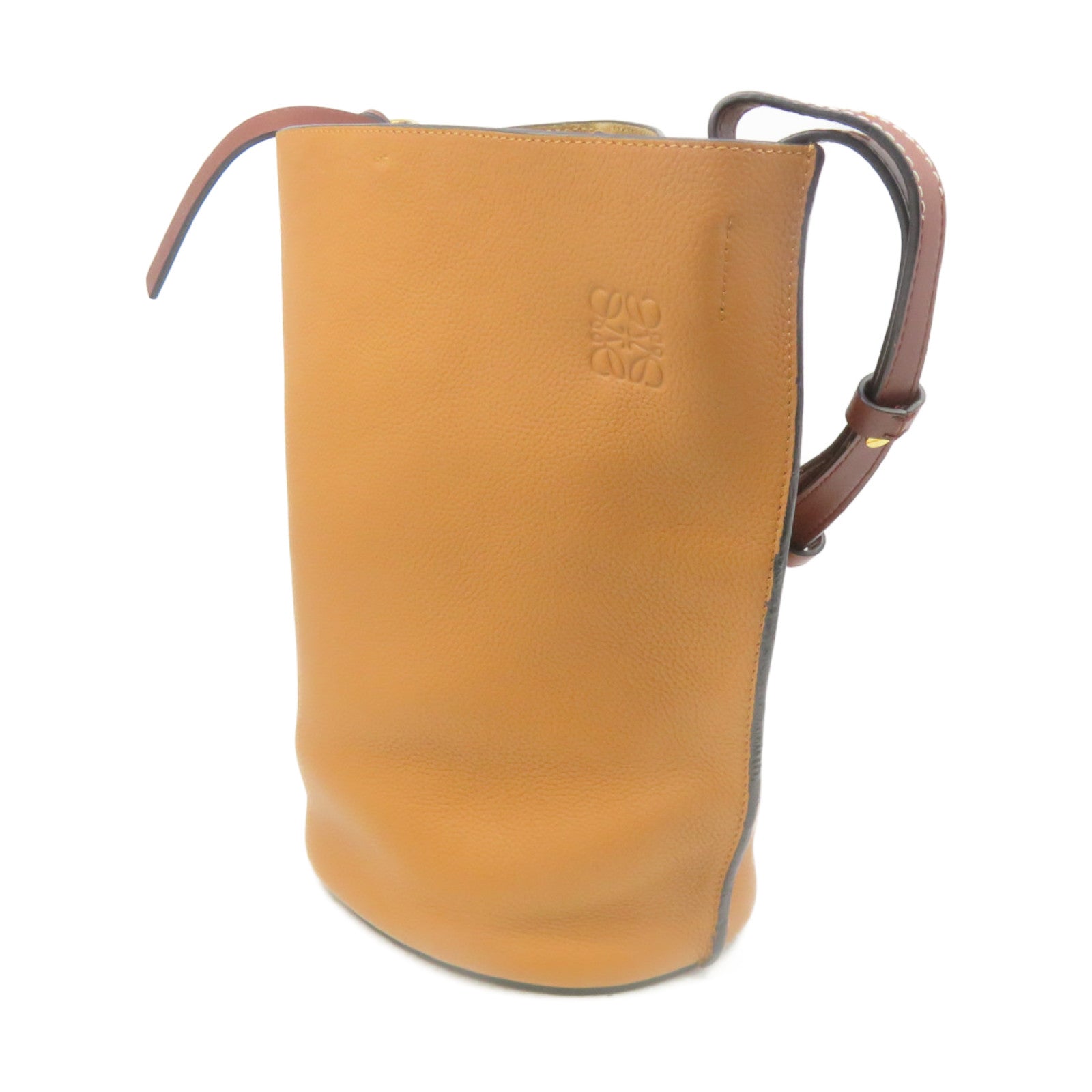 LOEWE 牛皮皮革Gate Bucket Shoulder Bag肩背袋啡色