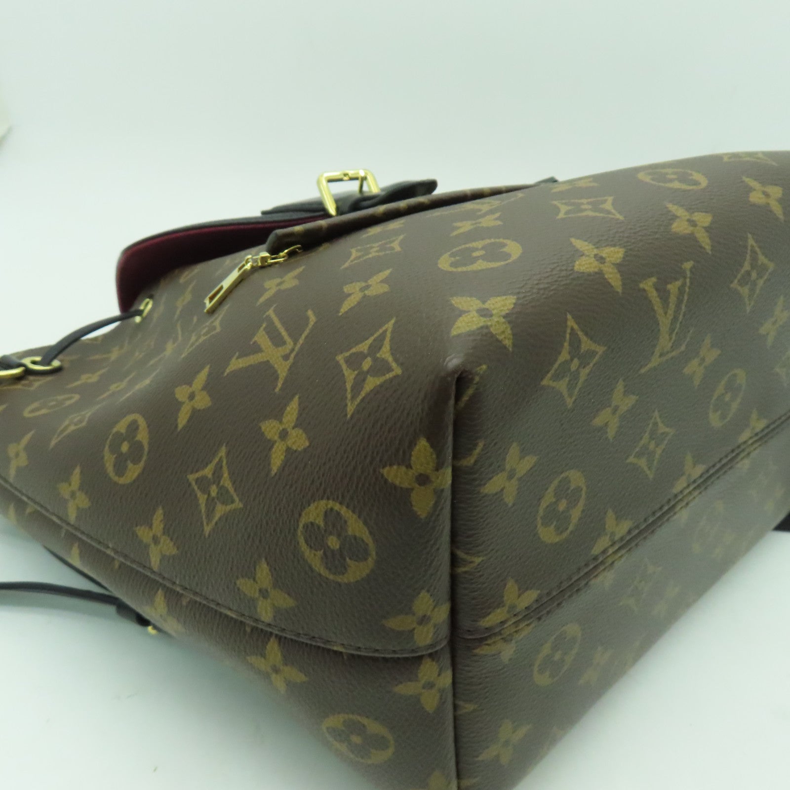 LOUIS VUITTON Monogram Montsouris PM金扣背包啡色/黑色