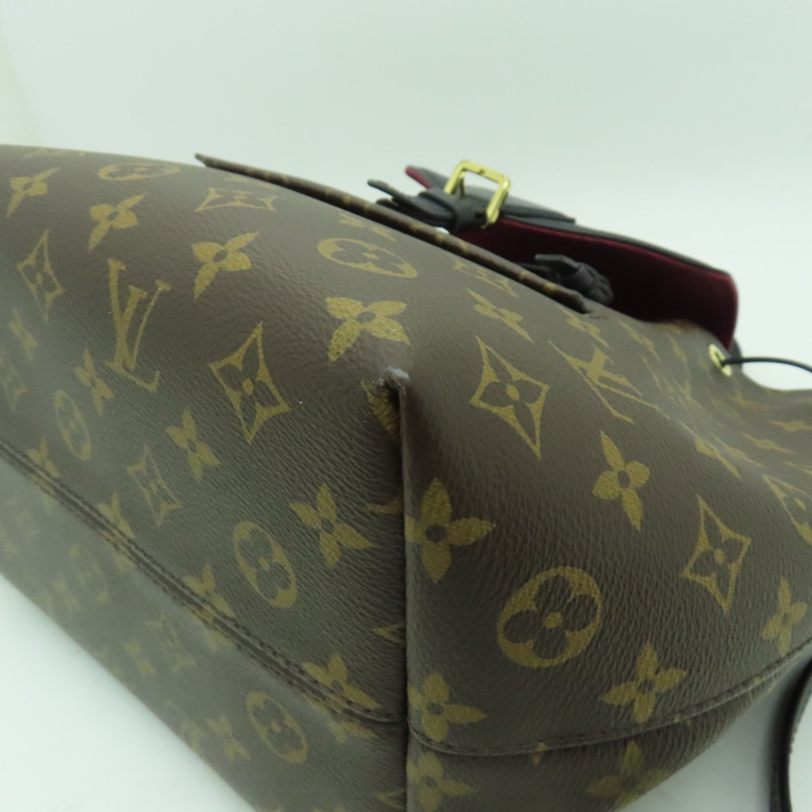 LOUIS VUITTON Monogram Montsouris PM金扣背包啡色/黑色