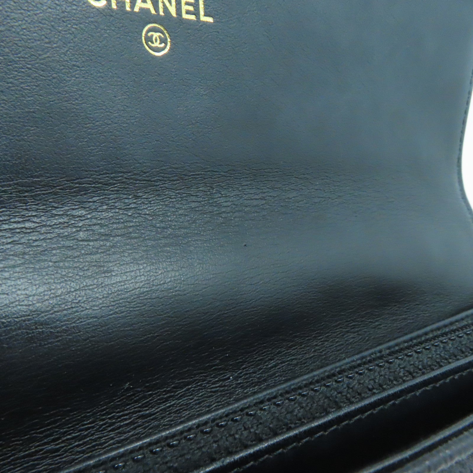 CHANEL 菱格牛皮皮革Long Wallet銀扣黑色