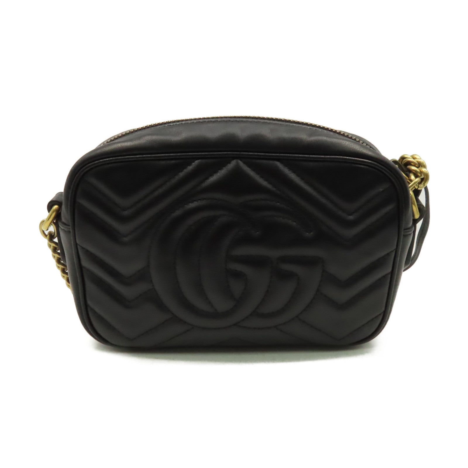 GUCCI 牛皮皮革GG Marmont Mini Shoulder Bag肩背袋黑色