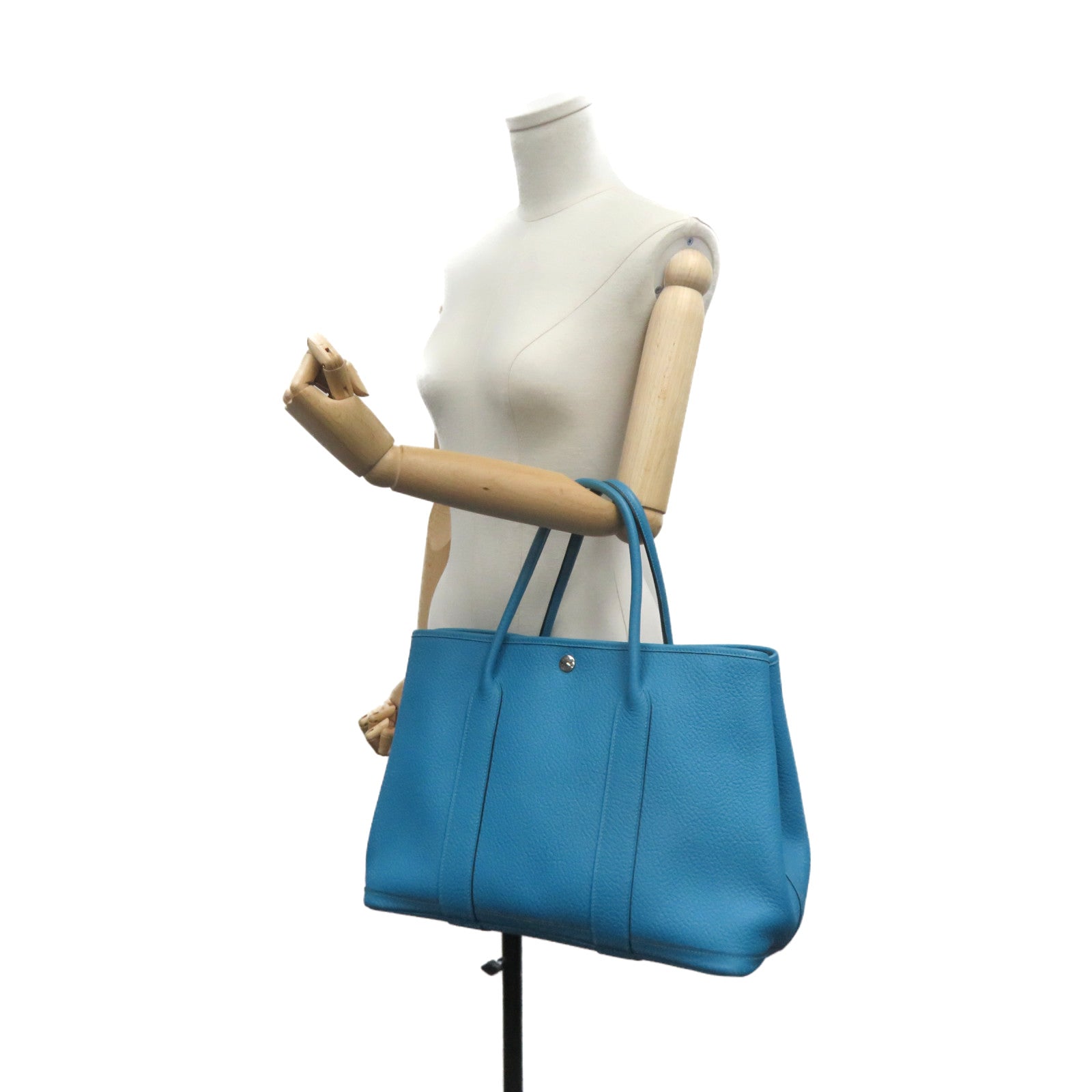 HERMES 【激减优惠】Negonda皮革GardenParty PM手挽袋浅蓝色