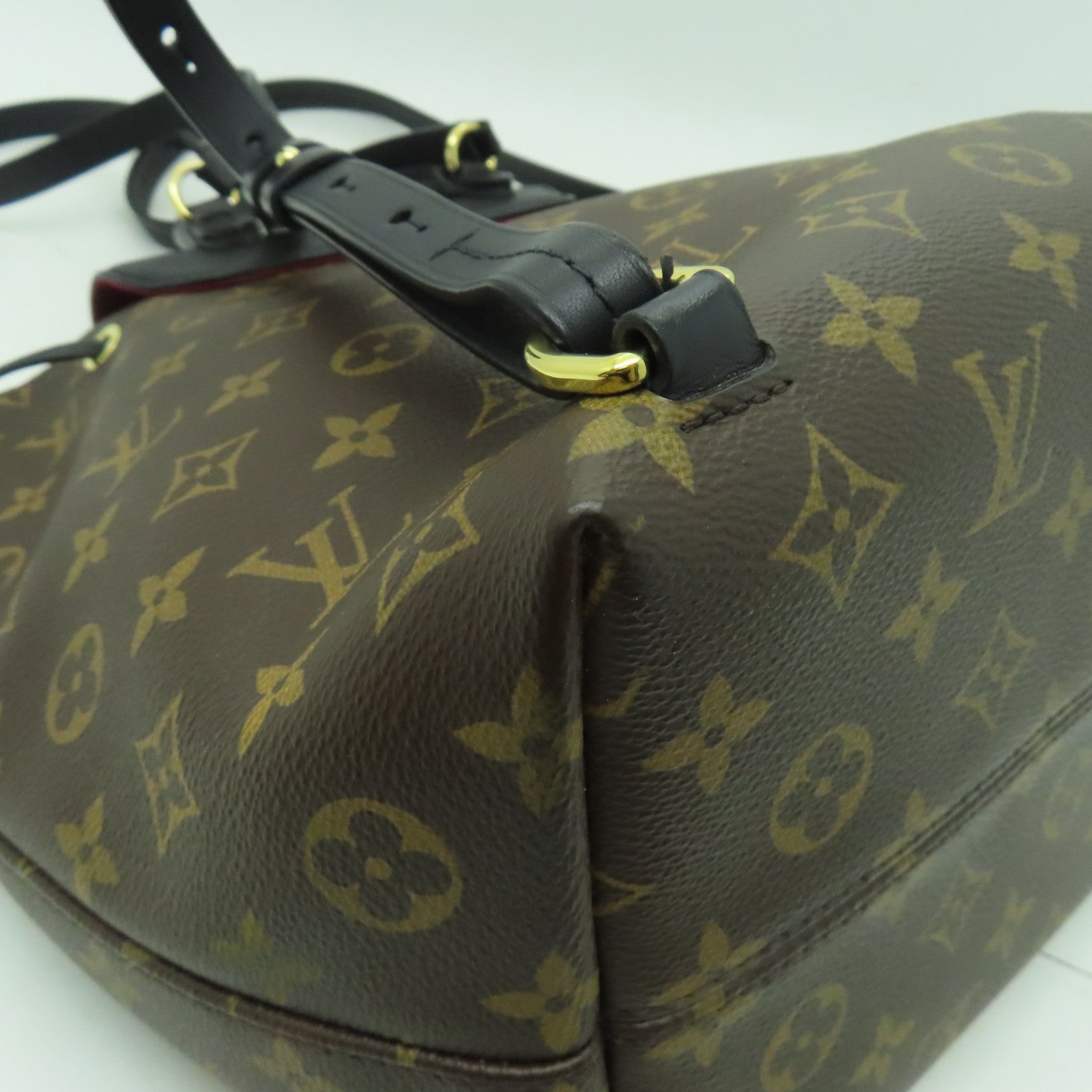 LOUIS VUITTON Monogram Montsouris PM金扣背包啡色/黑色