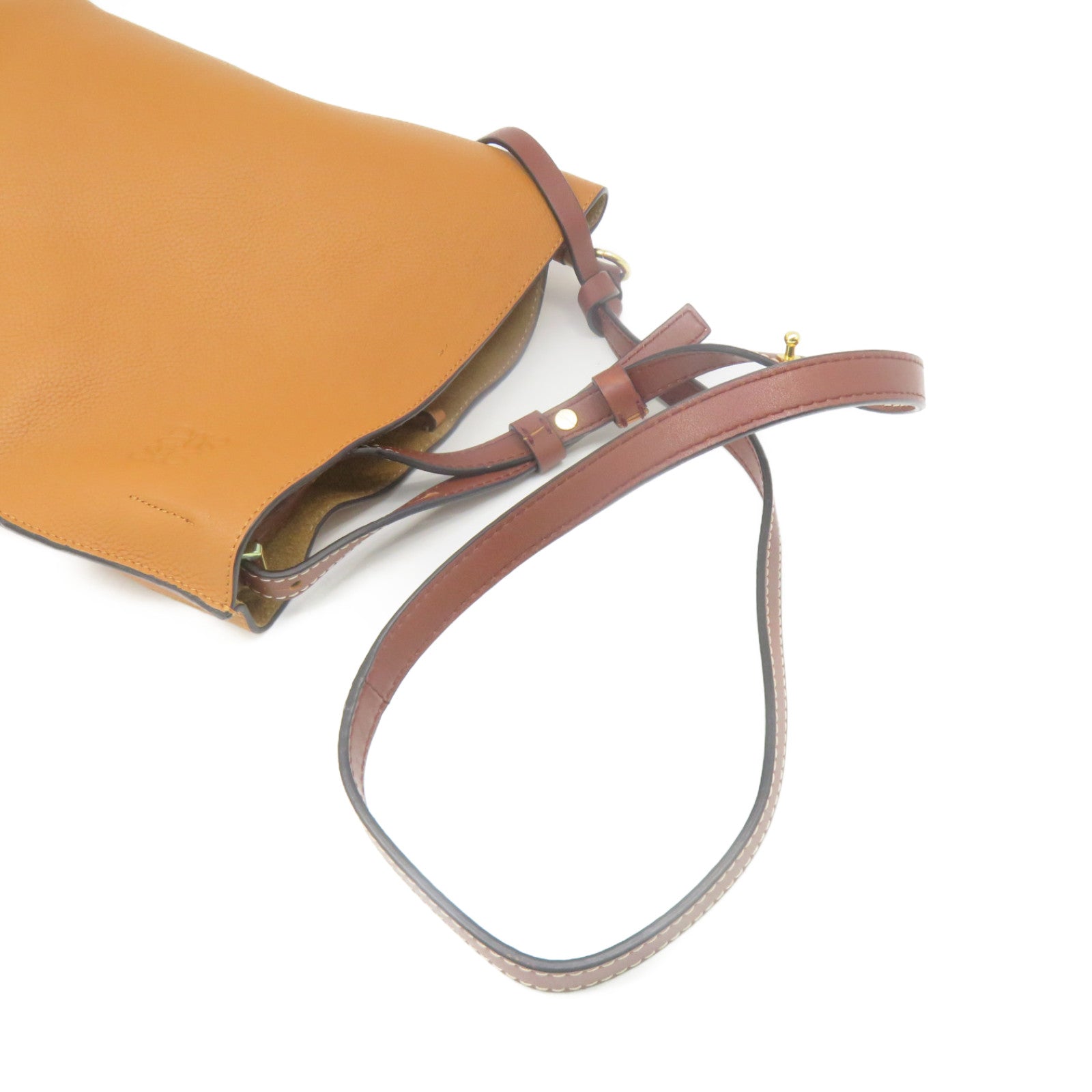 LOEWE 牛皮皮革Gate Bucket Shoulder Bag肩背袋啡色