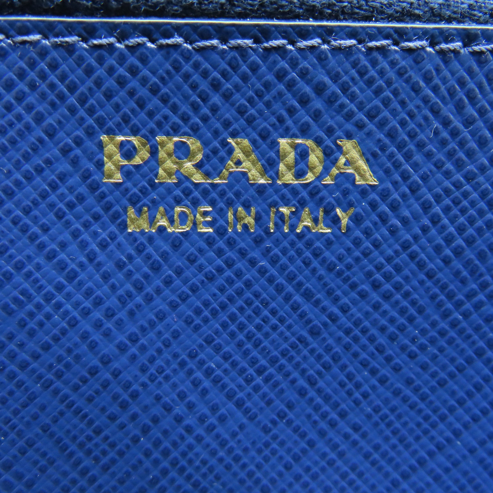 PRADA Saffiano Leather Long Wallet Gold Buckle Long Wallet Blue