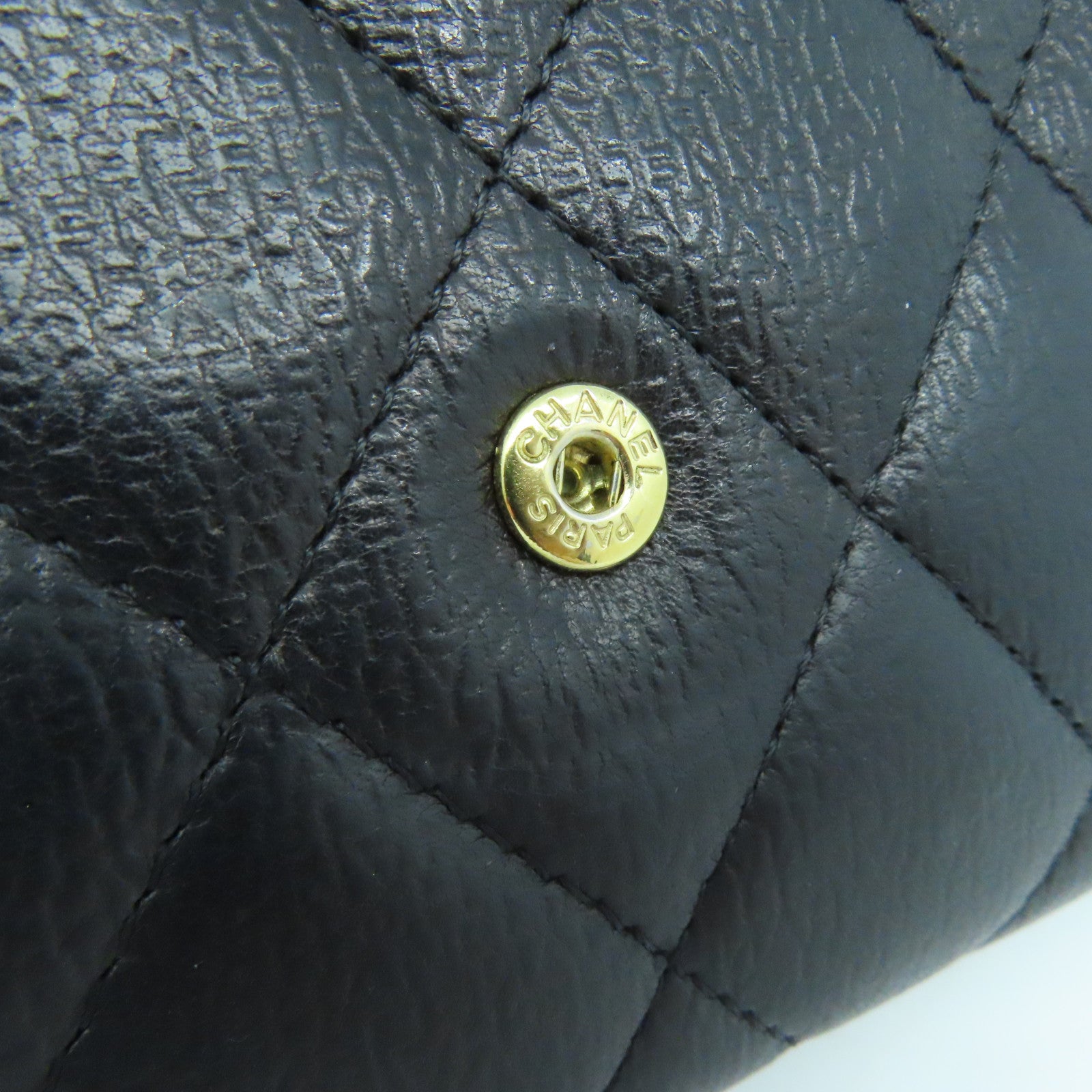CHANEL 菱格牛皮皮革Long Wallet銀扣黑色
