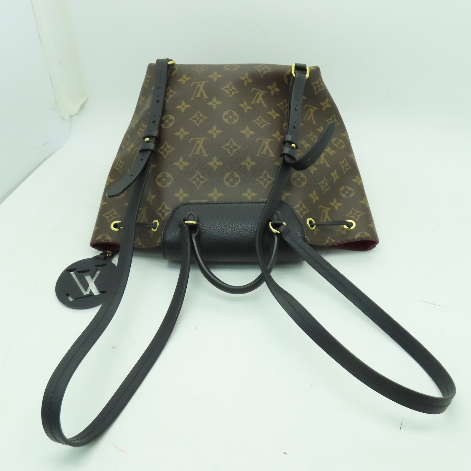 LOUIS VUITTON Monogram Montsouris PM金扣背包啡色/黑色