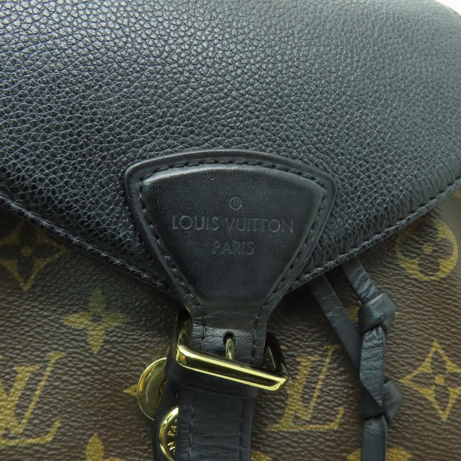 LOUIS VUITTON Monogram Montsouris PM金扣背包啡色/黑色