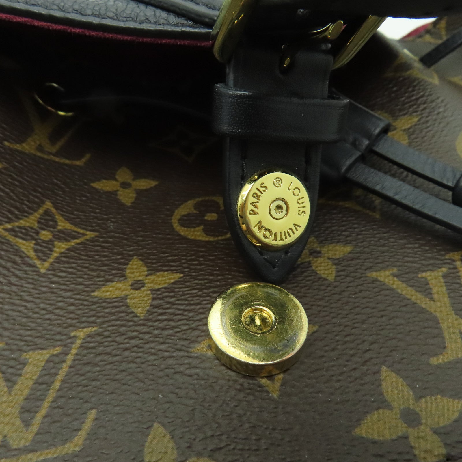 LOUIS VUITTON Monogram Montsouris PM金扣背包啡色/黑色