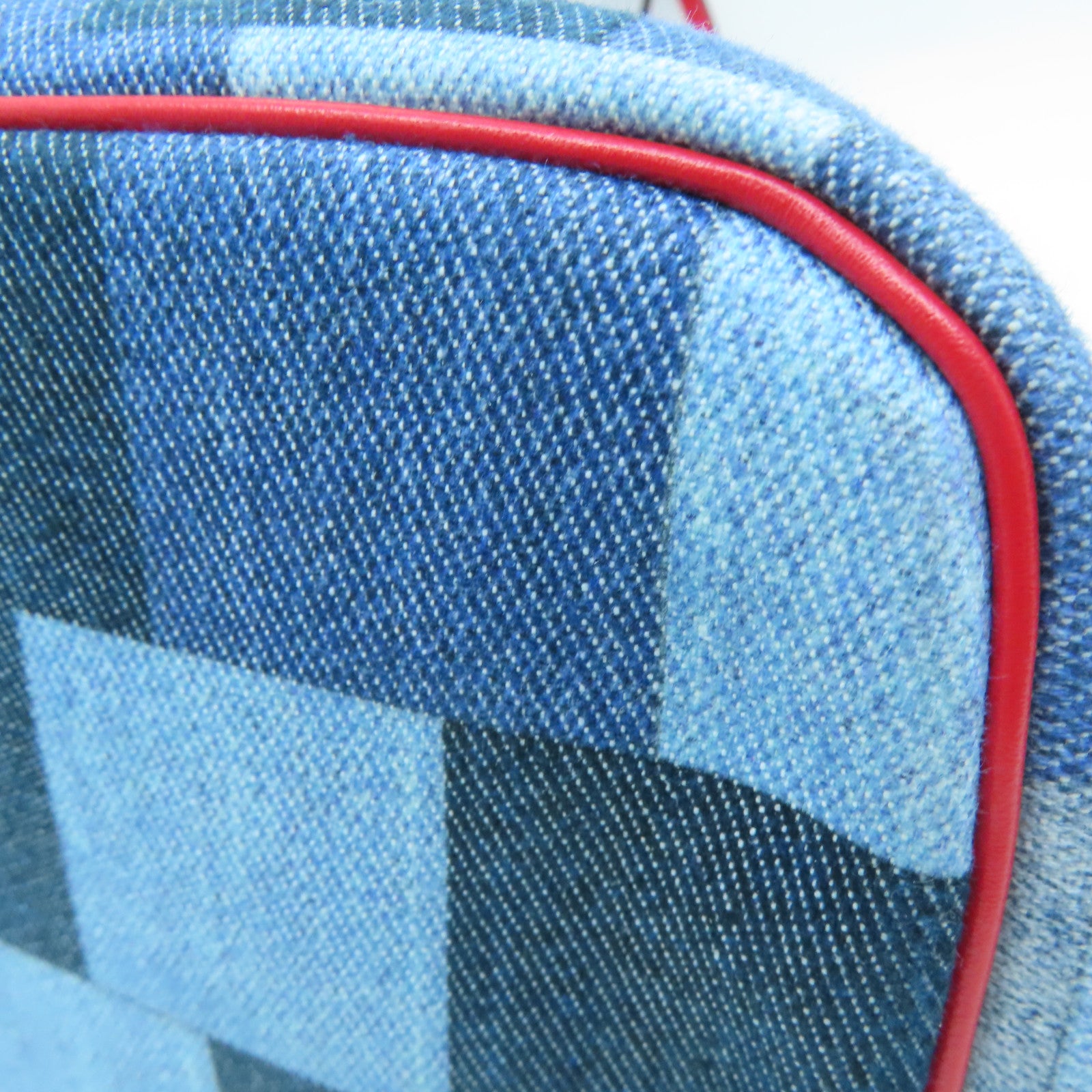 LOUIS VUITTON [Sharp Discount] Denim Neverfull MM Gold Buckle Hand Bag Blue/Red