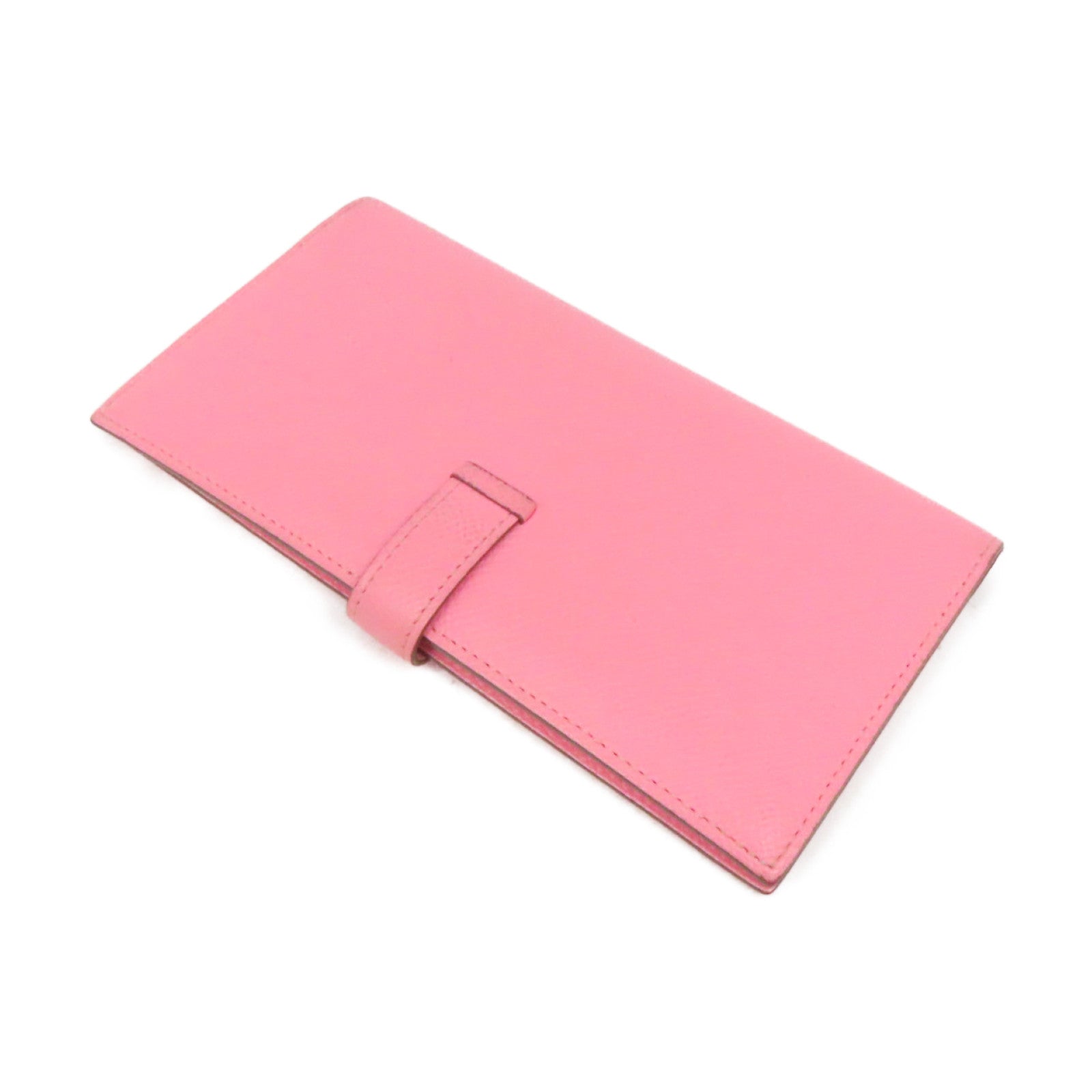HERMES Epsom皮革Bearn金扣长钱包Pink粉红色