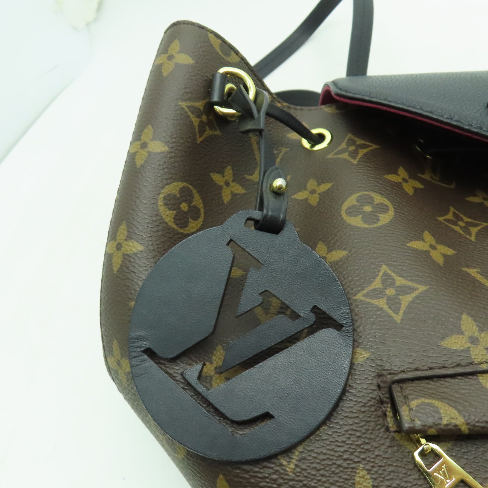 LOUIS VUITTON Monogram Montsouris PM金扣背包啡色/黑色