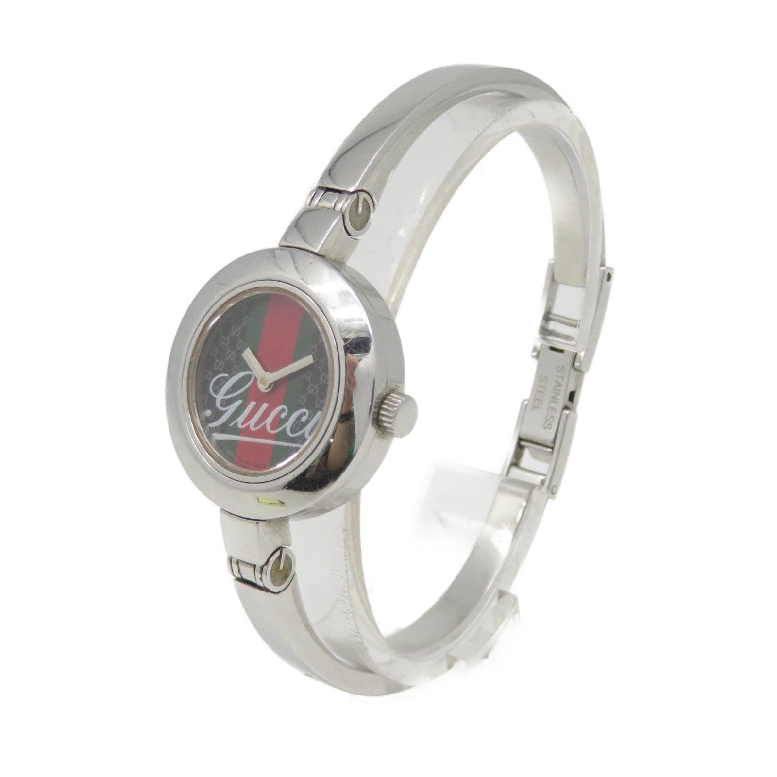 GUCCI 【激減優惠】Gucci Watch不鏽鋼石英機芯手錶綠色/紅色/銀色