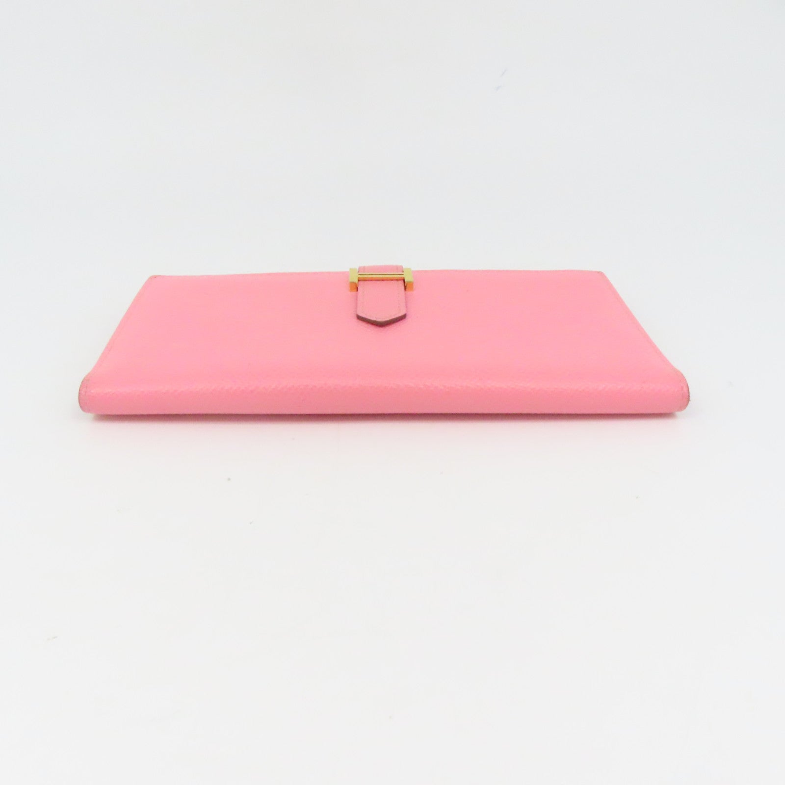 HERMES Epsom皮革Bearn金扣长钱包Pink粉红色