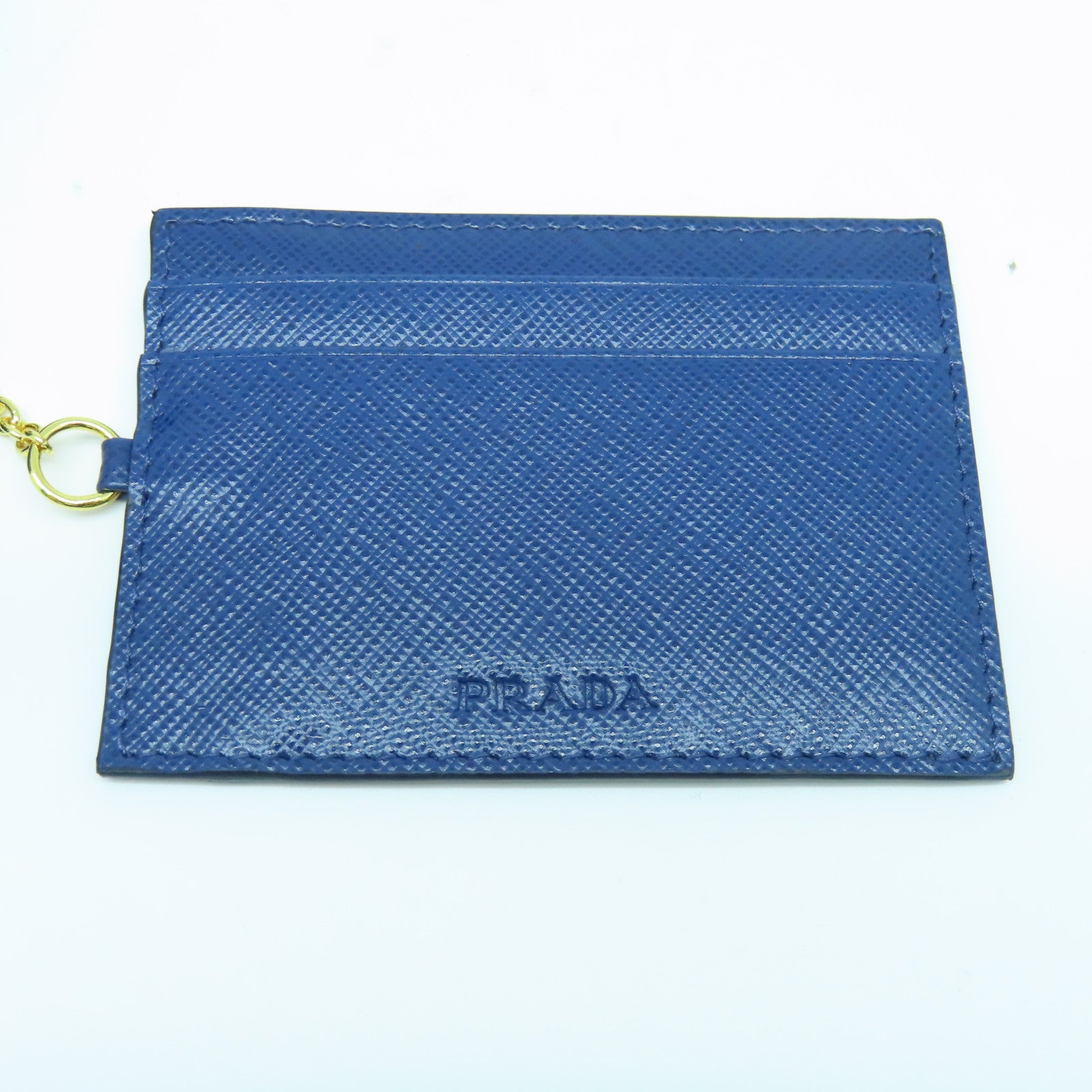 PRADA Saffiano Leather Long Wallet Gold Buckle Long Wallet Blue
