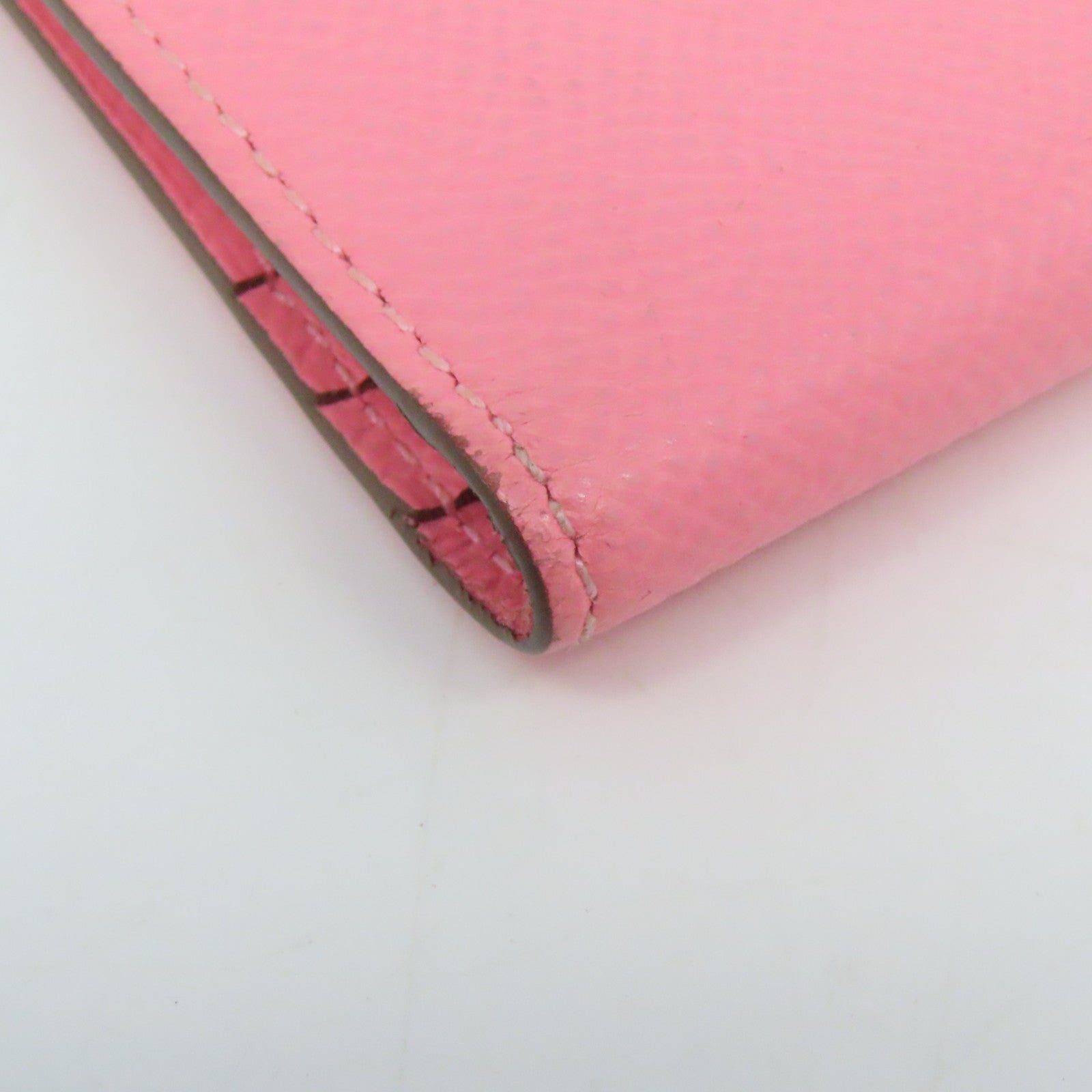 HERMES Epsom皮革Bearn金扣长钱包Pink粉红色