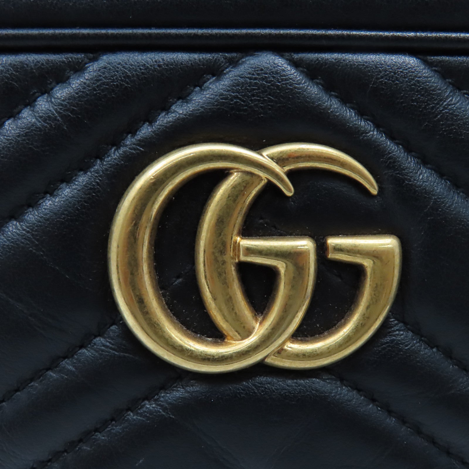 GUCCI 牛皮皮革GG Marmont Mini Shoulder Bag肩背袋黑色