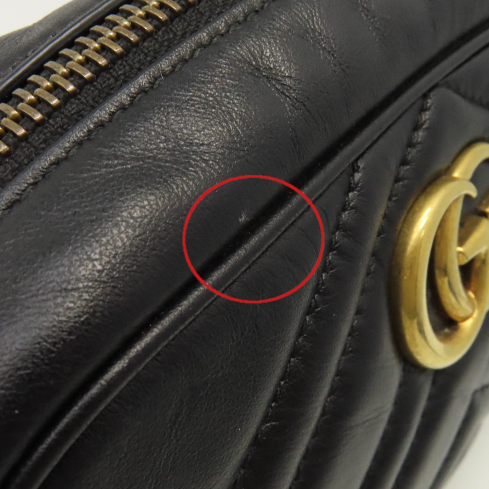 GUCCI 牛皮皮革GG Marmont Mini Shoulder Bag肩背袋黑色