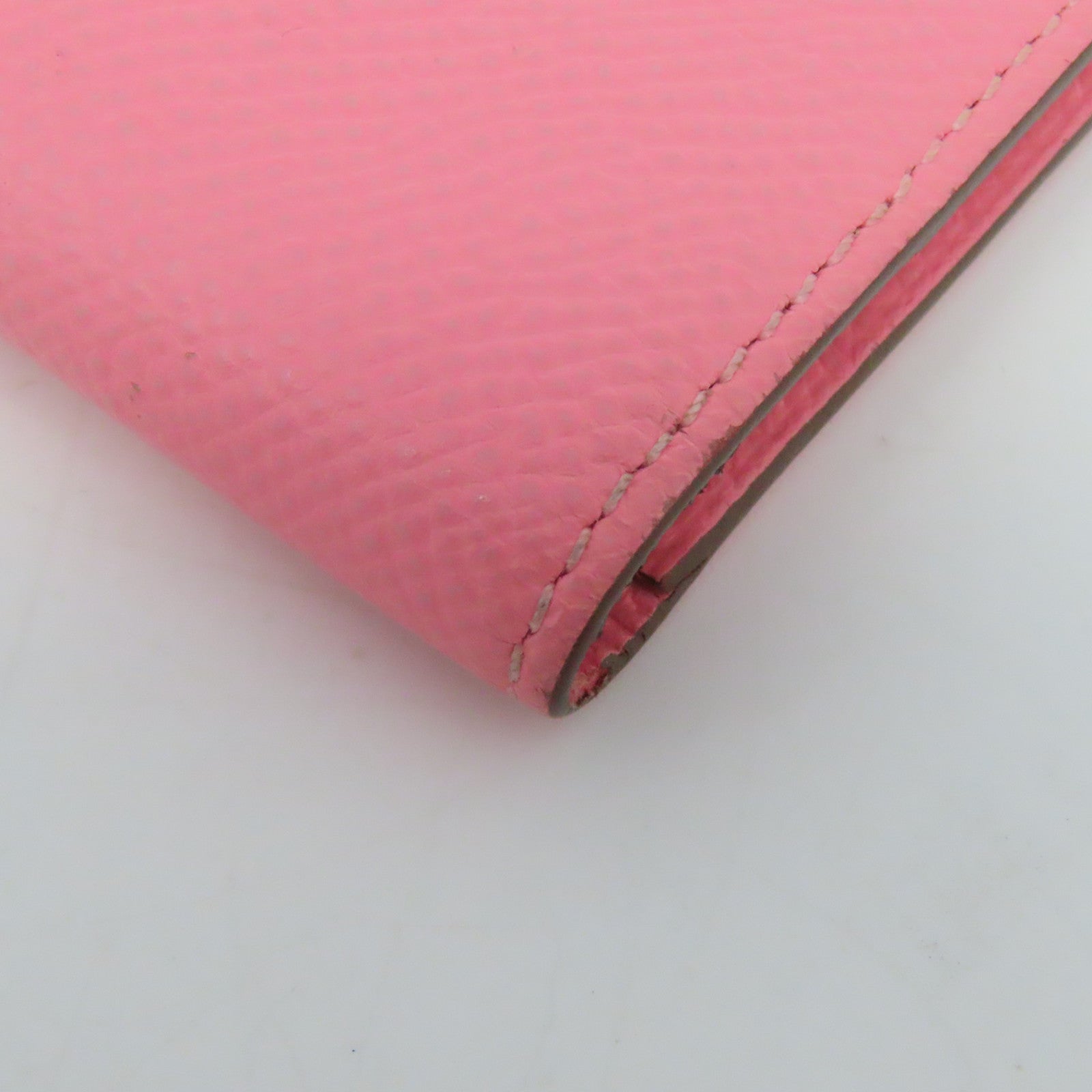 HERMES Epsom皮革Bearn金扣长钱包Pink粉红色