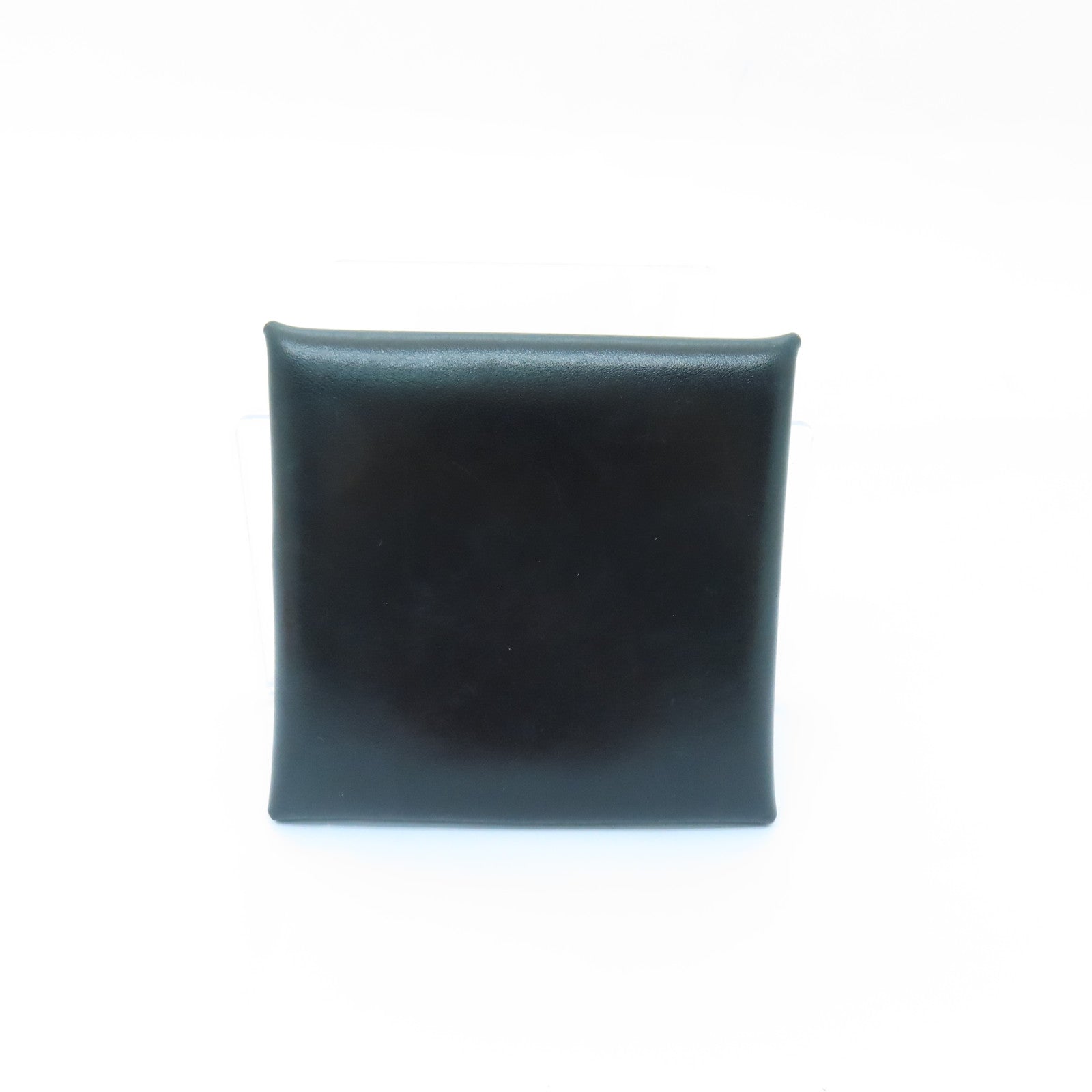 HERMES Box Calf皮革Calvi銀扣零錢包Noir黑色
