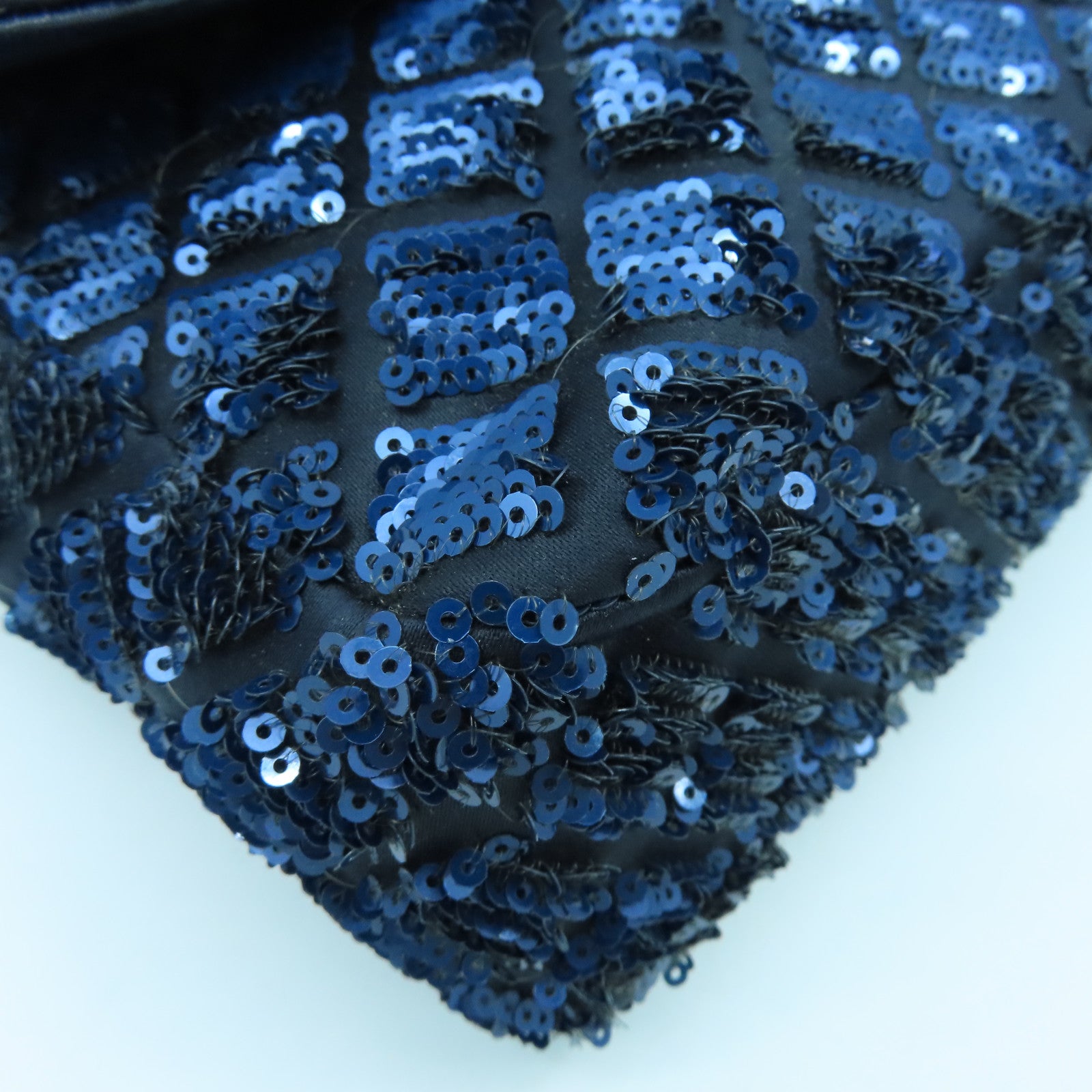 CHANEL Beaded Chain Shoulder Silver Buckle Chain Shoulder Bag Blue