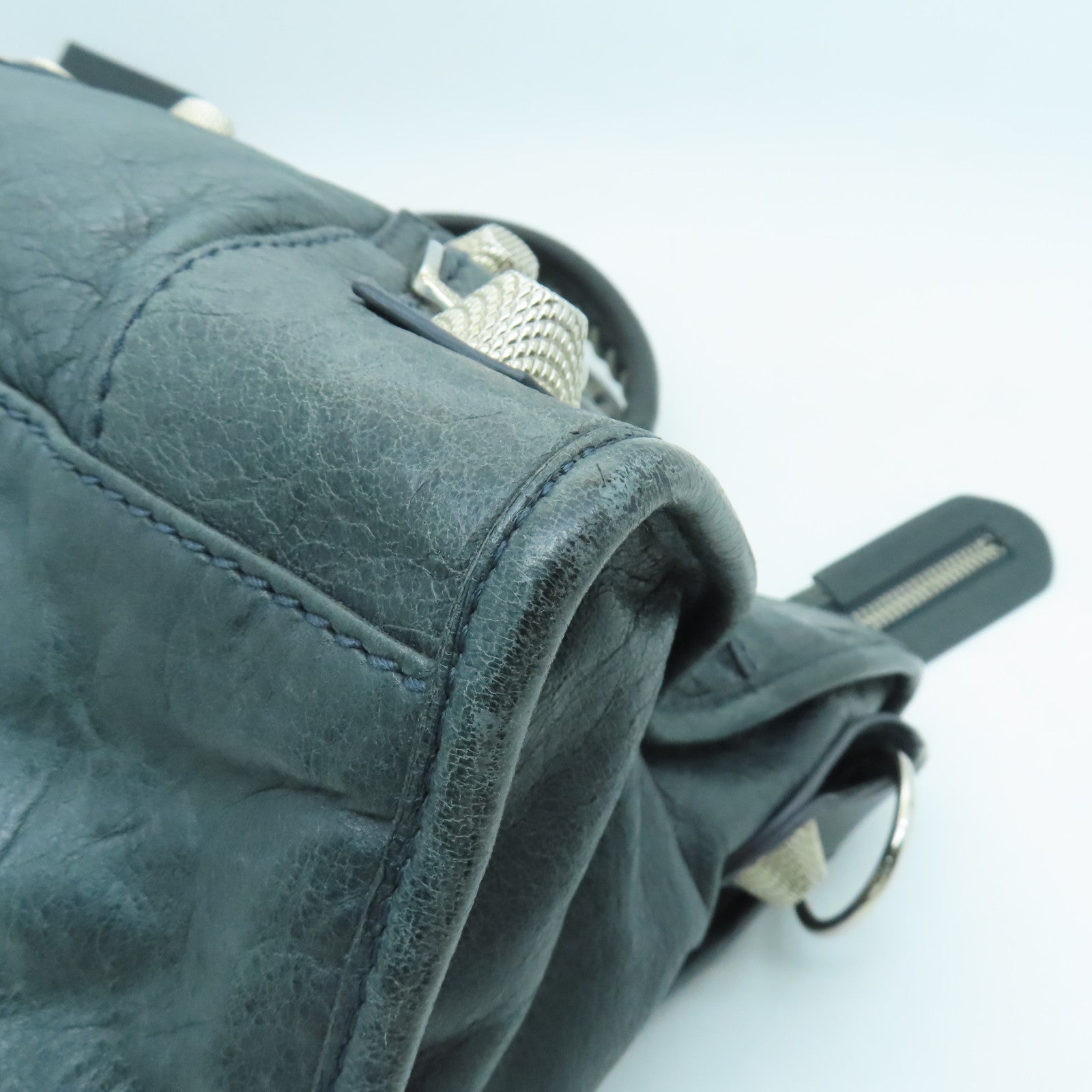 BALENCIAGA 牛皮皮革Giant Part Time銀扣手挽肩背兩用袋灰色