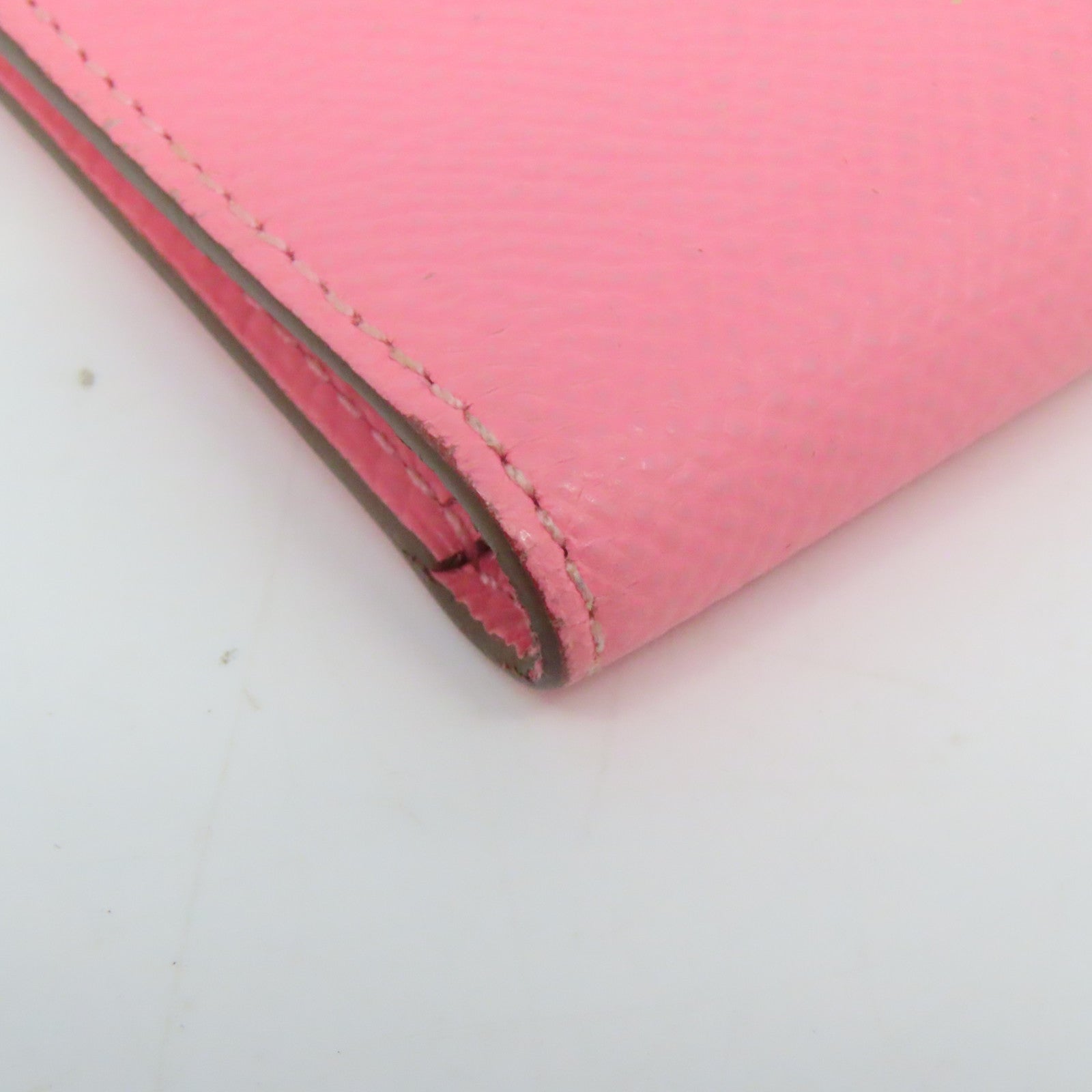 HERMES Epsom皮革Bearn金扣长钱包Pink粉红色