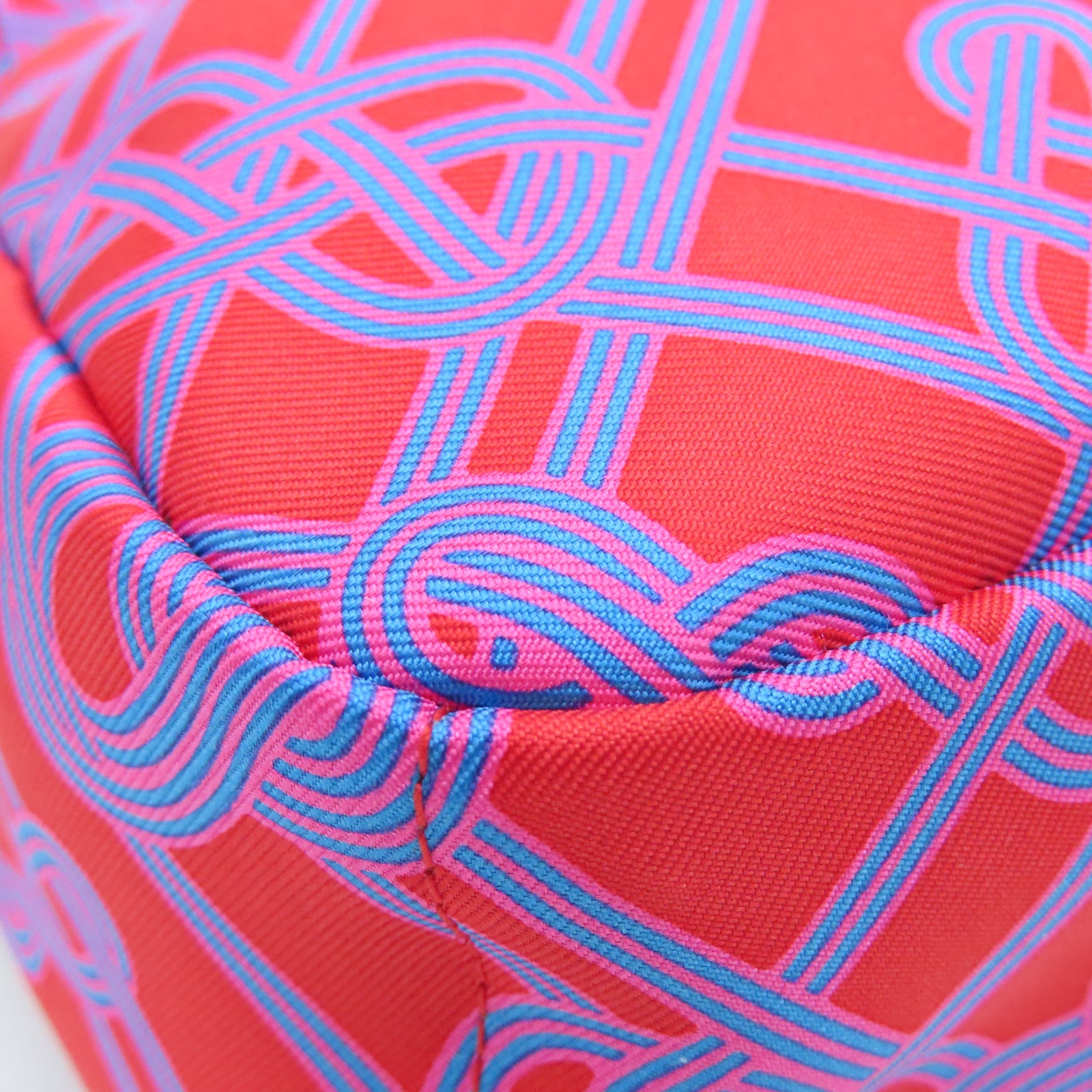 HERMES 絲質/牛皮皮革Long Wallet銀扣手拿包法拉利紅色/木蘭粉色