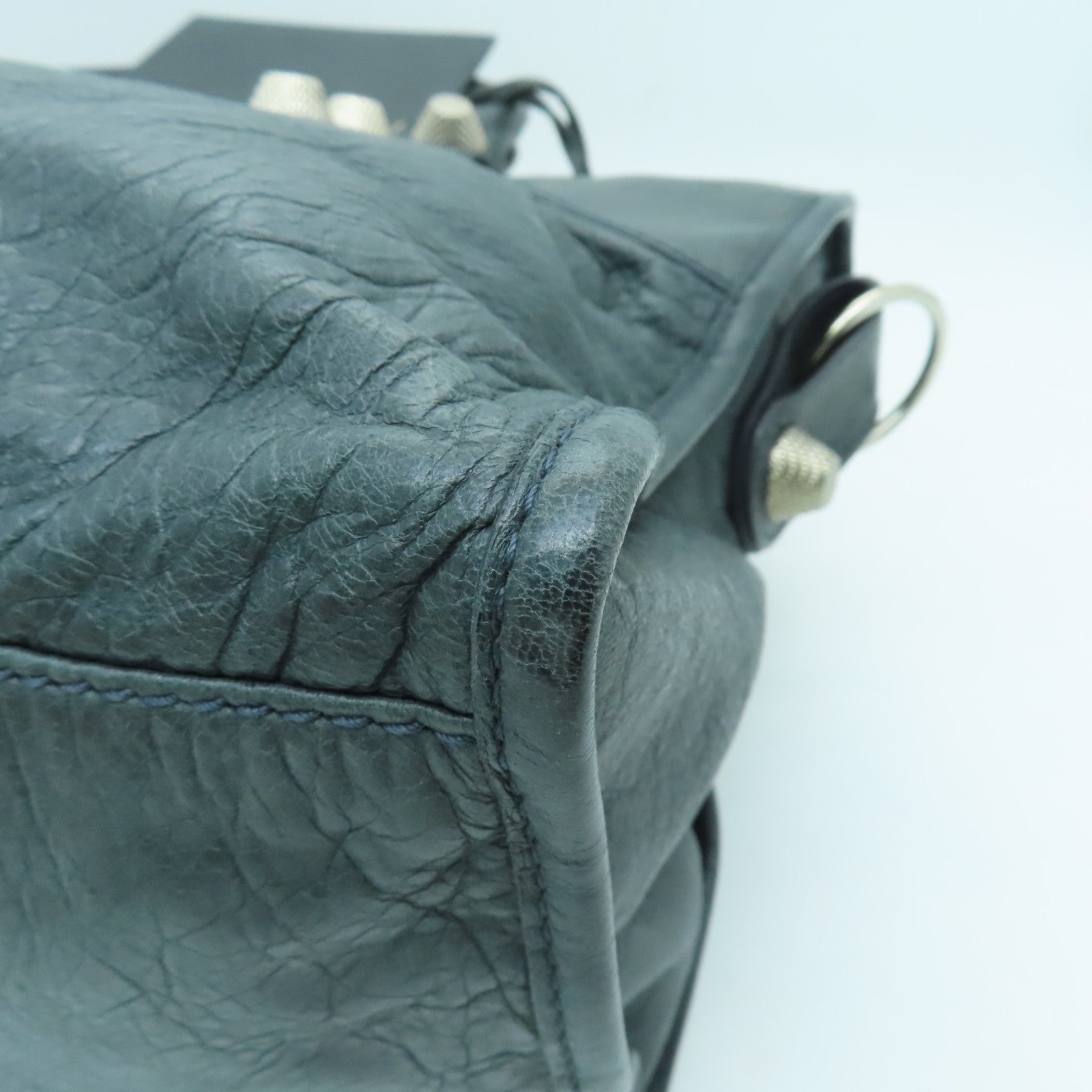 BALENCIAGA 牛皮皮革Giant Part Time銀扣手挽肩背兩用袋灰色