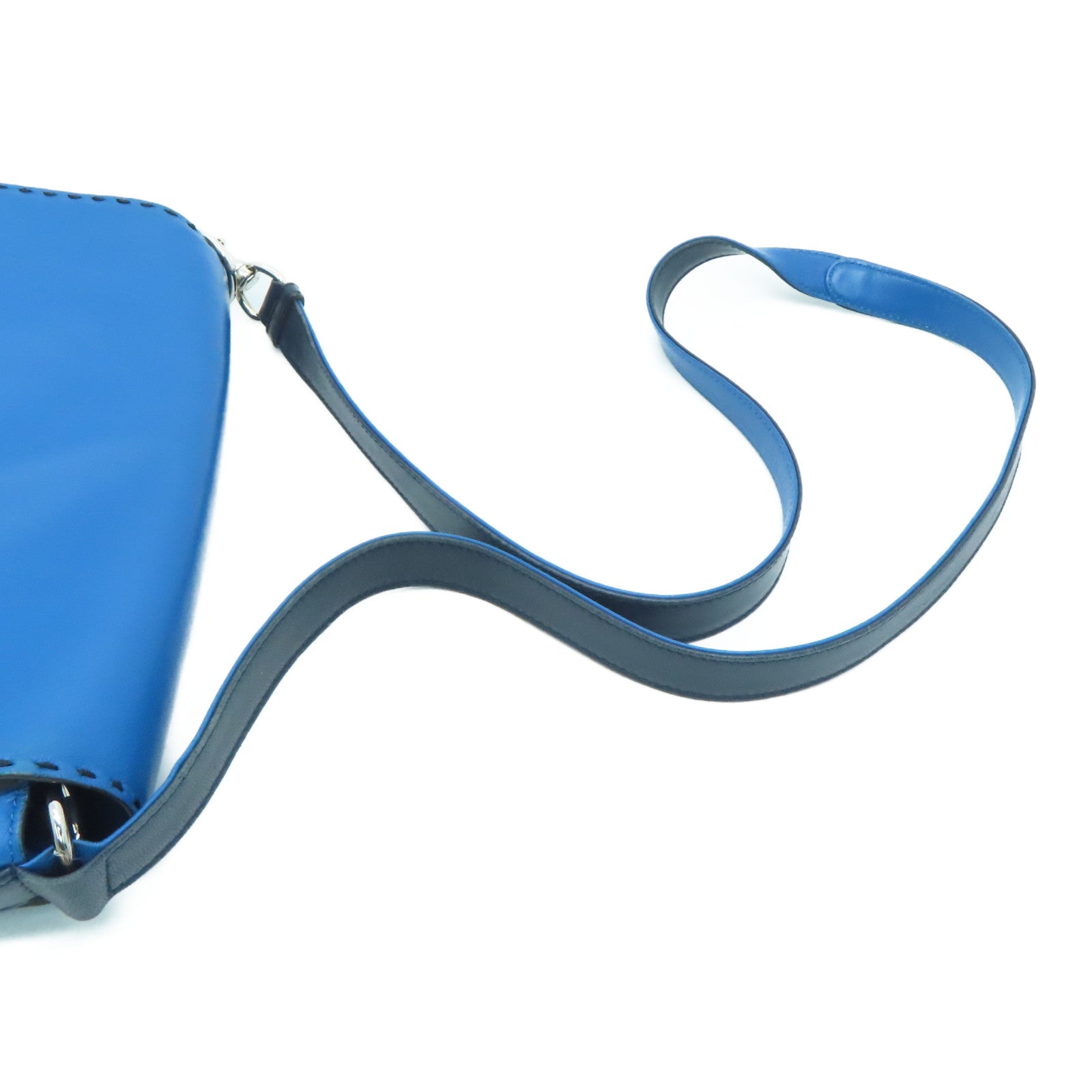 LOEWE 【激減優惠】羊皮皮革Shoulder Bag銀扣肩背袋藍色