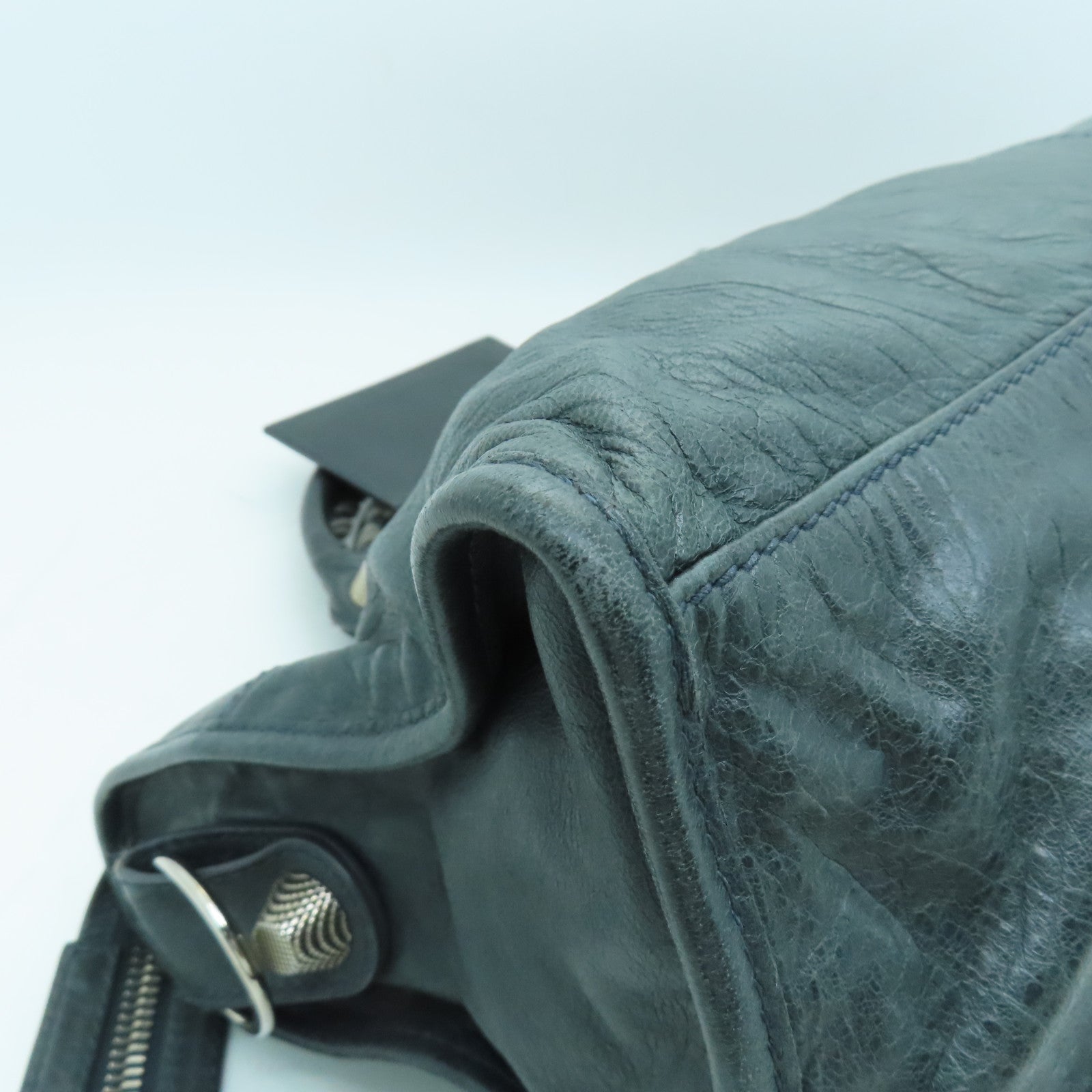 BALENCIAGA 牛皮皮革Giant Part Time銀扣手挽肩背兩用袋灰色