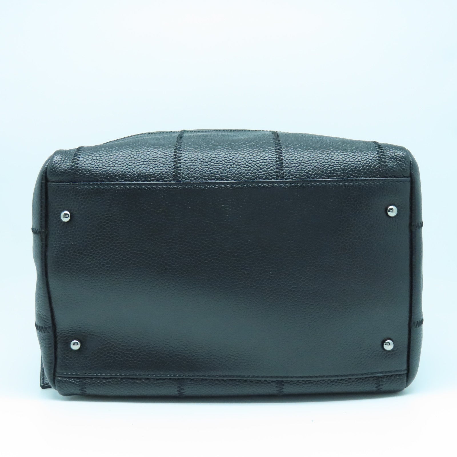 CHANEL 牛皮皮革Shoulder Bag銀扣肩背袋黑色
