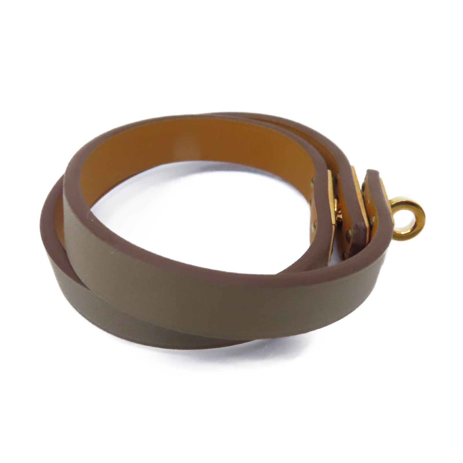 HERMES Swift皮革Mini Kelly Double Tour金扣手鏈Etain灰色