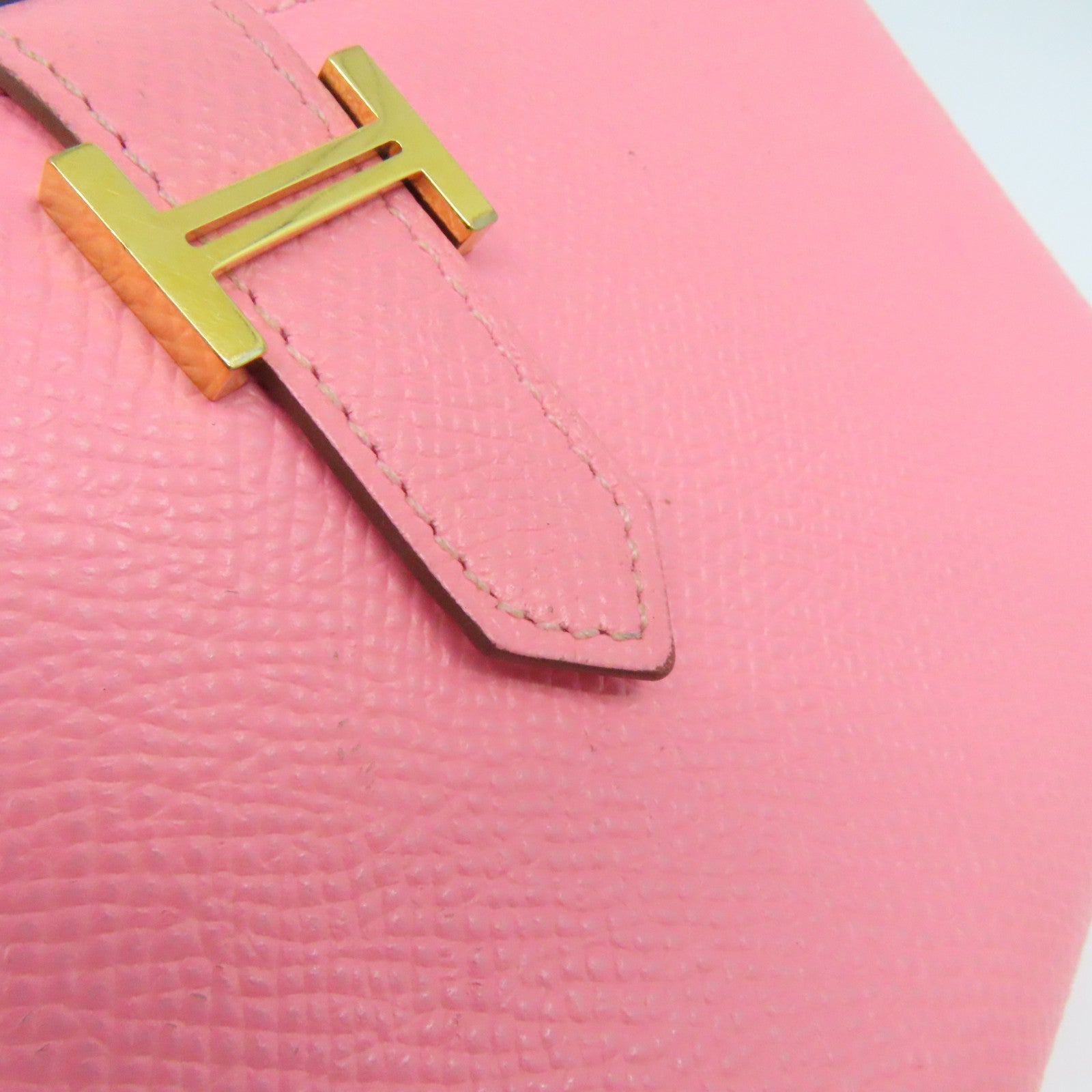 HERMES Epsom皮革Bearn金扣长钱包Pink粉红色