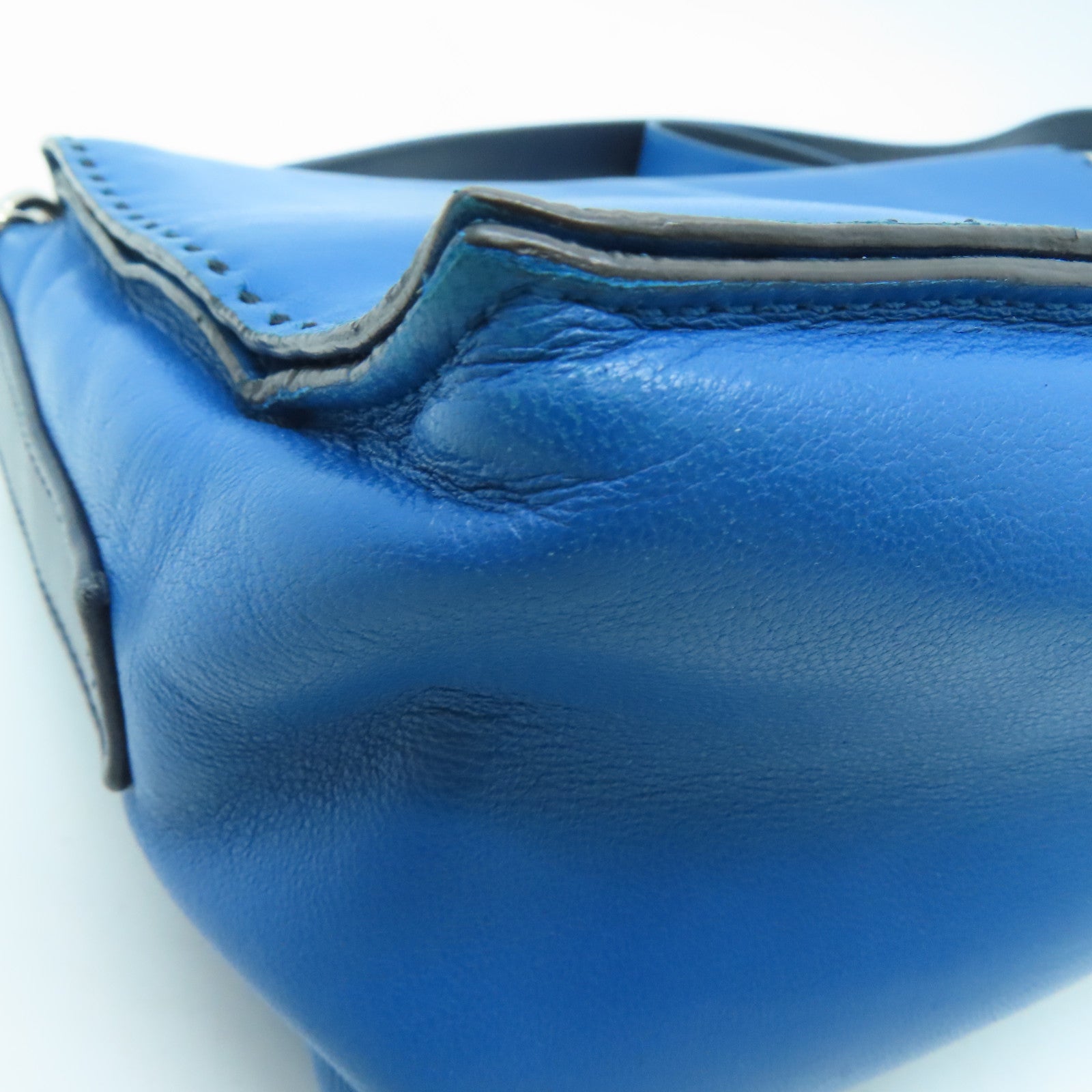LOEWE 【激減優惠】羊皮皮革Shoulder Bag銀扣肩背袋藍色