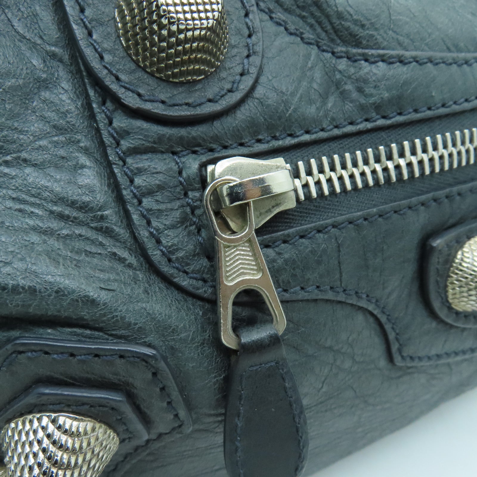 BALENCIAGA 牛皮皮革Giant Part Time銀扣手挽肩背兩用袋灰色