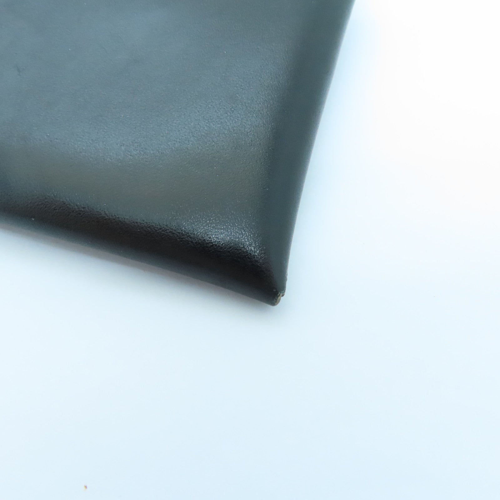 HERMES Box Calf皮革Calvi銀扣零錢包Noir黑色