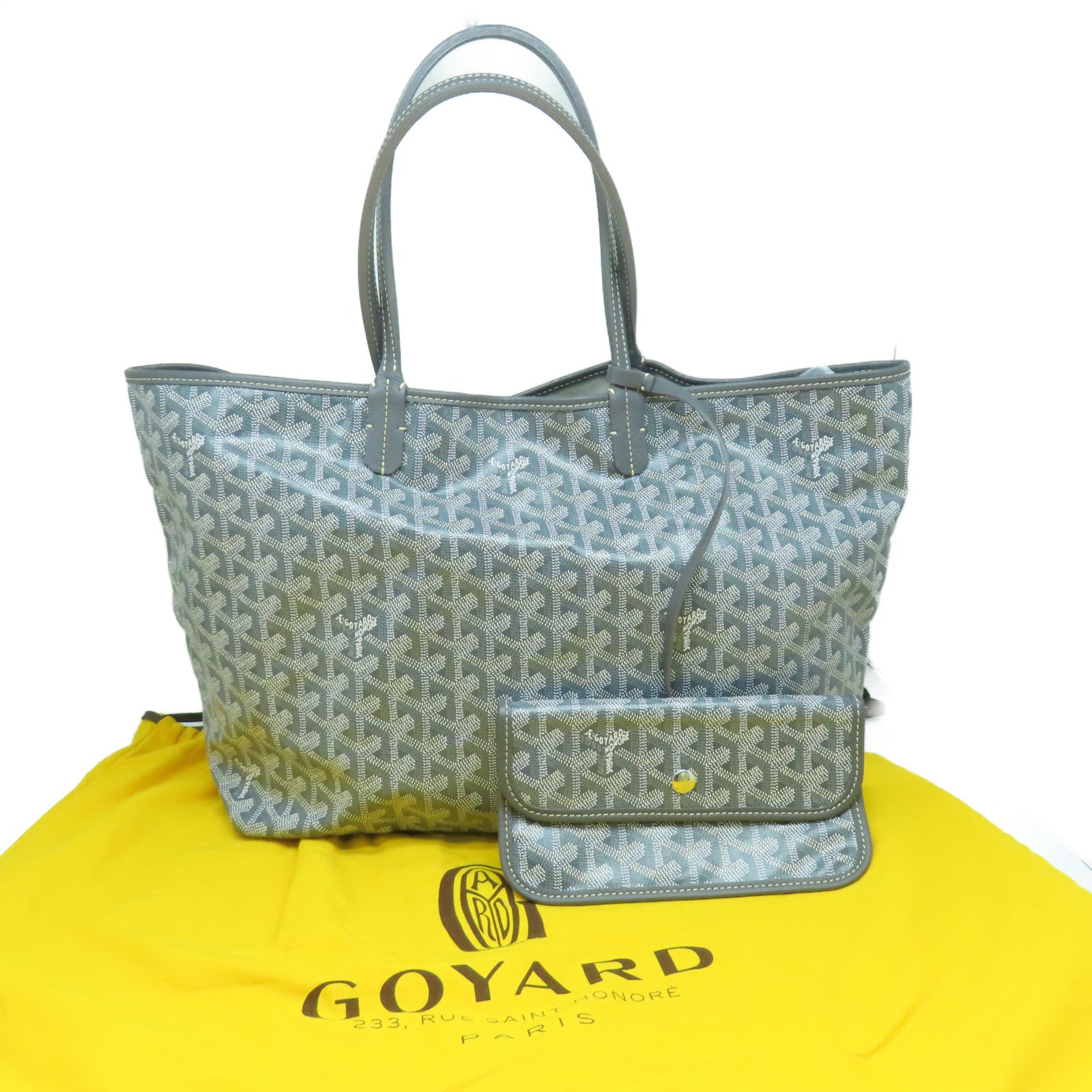 GOYARD 涂层帆布Saint Louis银扣手挽袋灰色