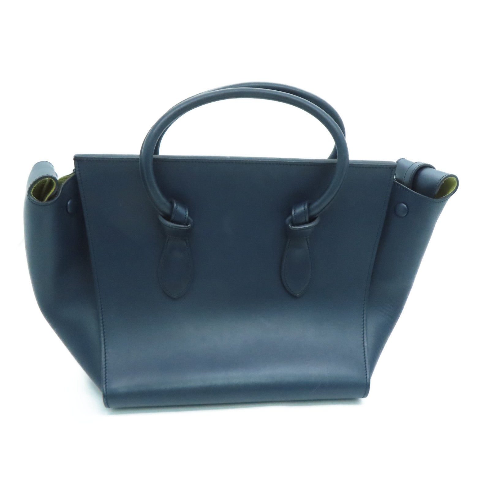 CELINE 牛皮皮革金扣肩背袋深藍色