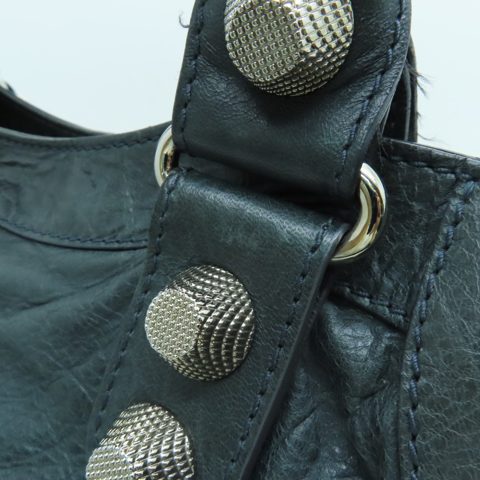 BALENCIAGA 牛皮皮革Giant Part Time銀扣手挽肩背兩用袋灰色