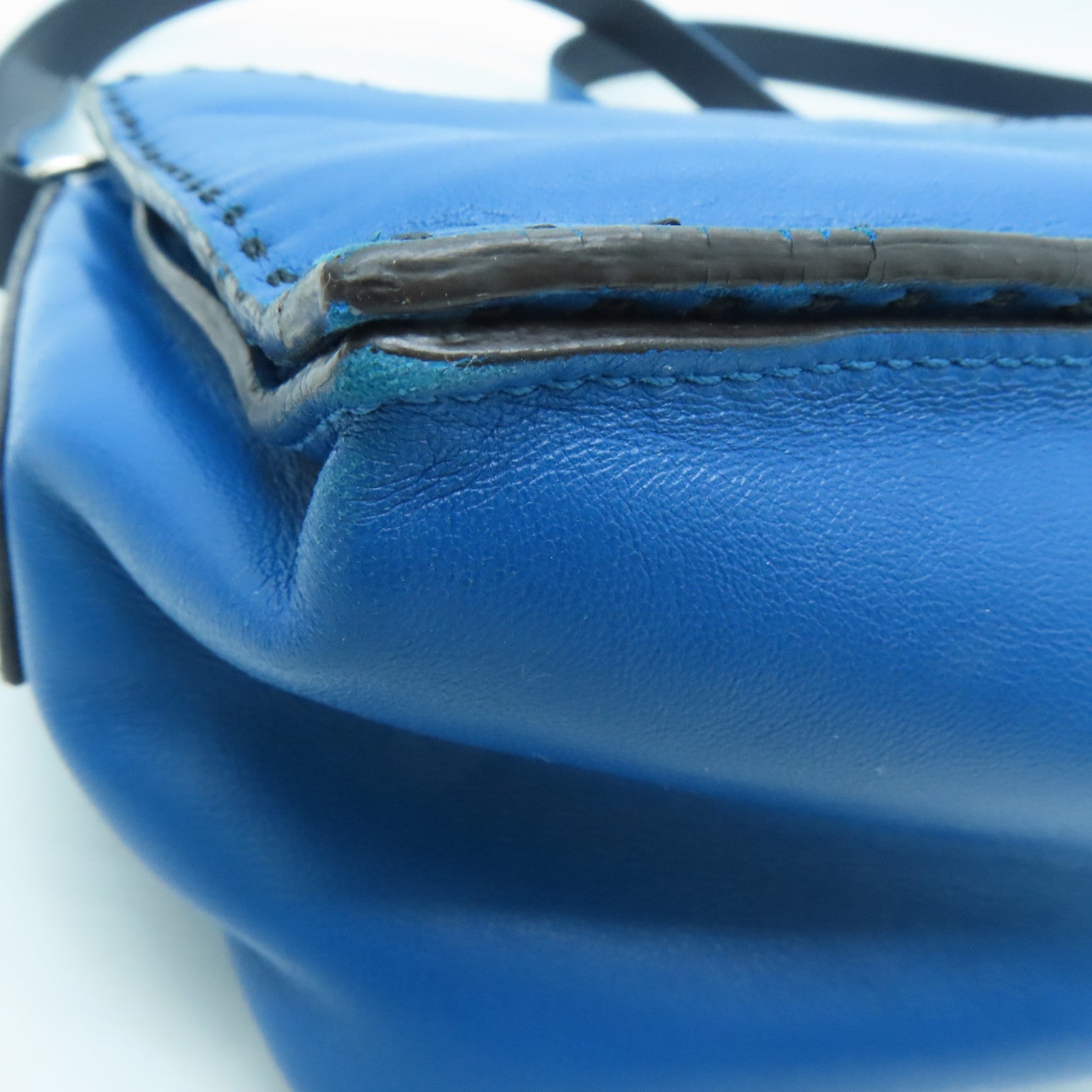 LOEWE 【激減優惠】羊皮皮革Shoulder Bag銀扣肩背袋藍色