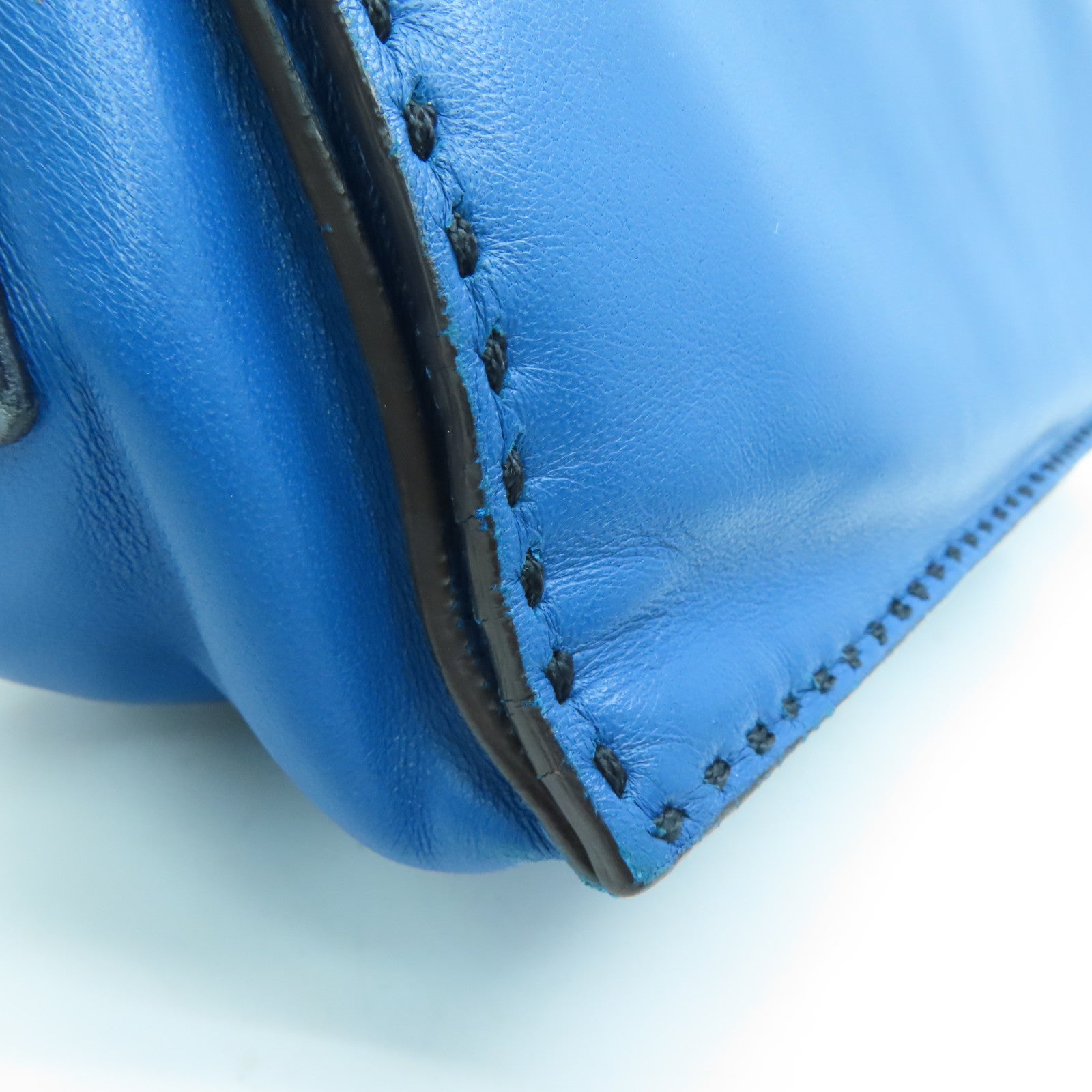 LOEWE 【激減優惠】羊皮皮革Shoulder Bag銀扣肩背袋藍色