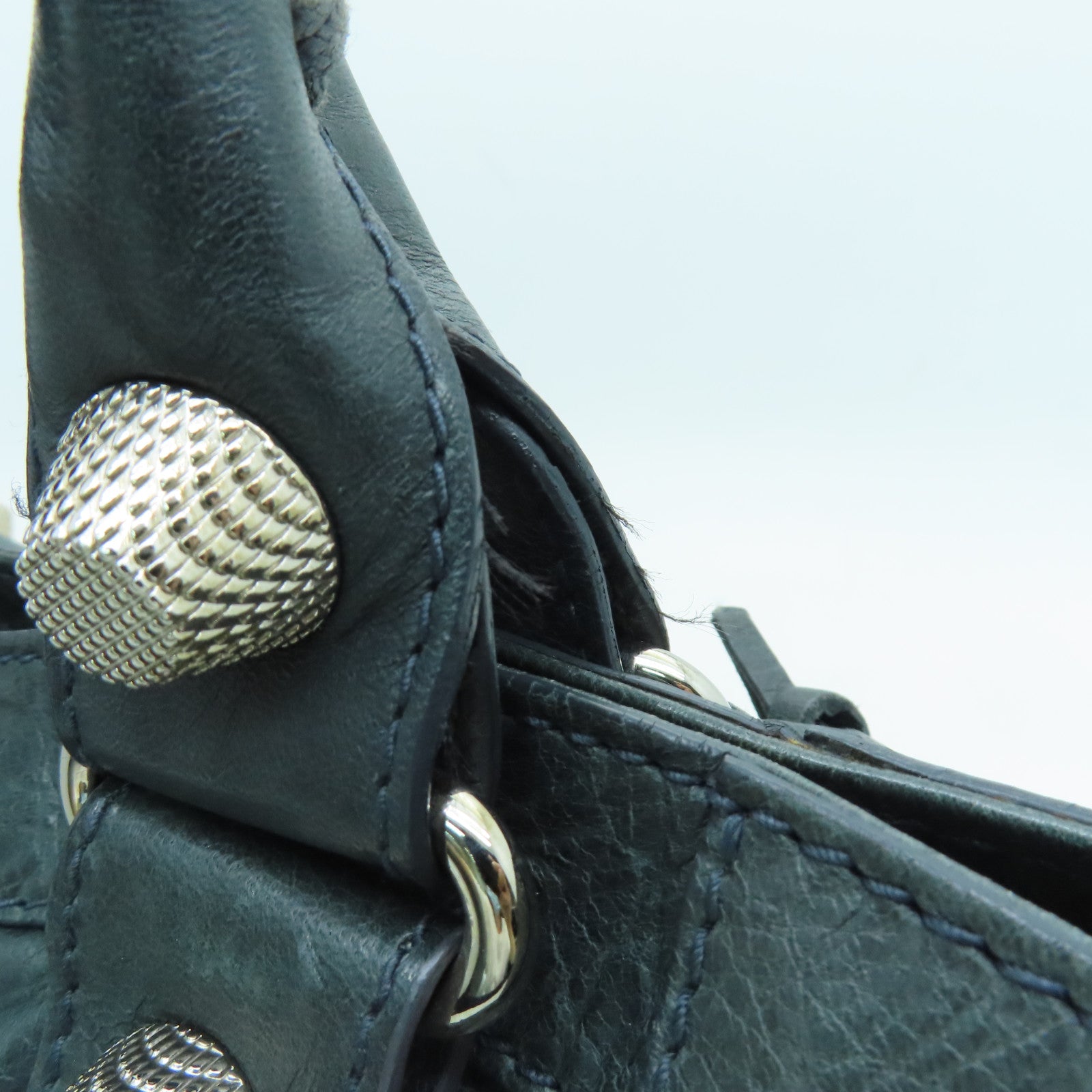 BALENCIAGA 牛皮皮革Giant Part Time銀扣手挽肩背兩用袋灰色