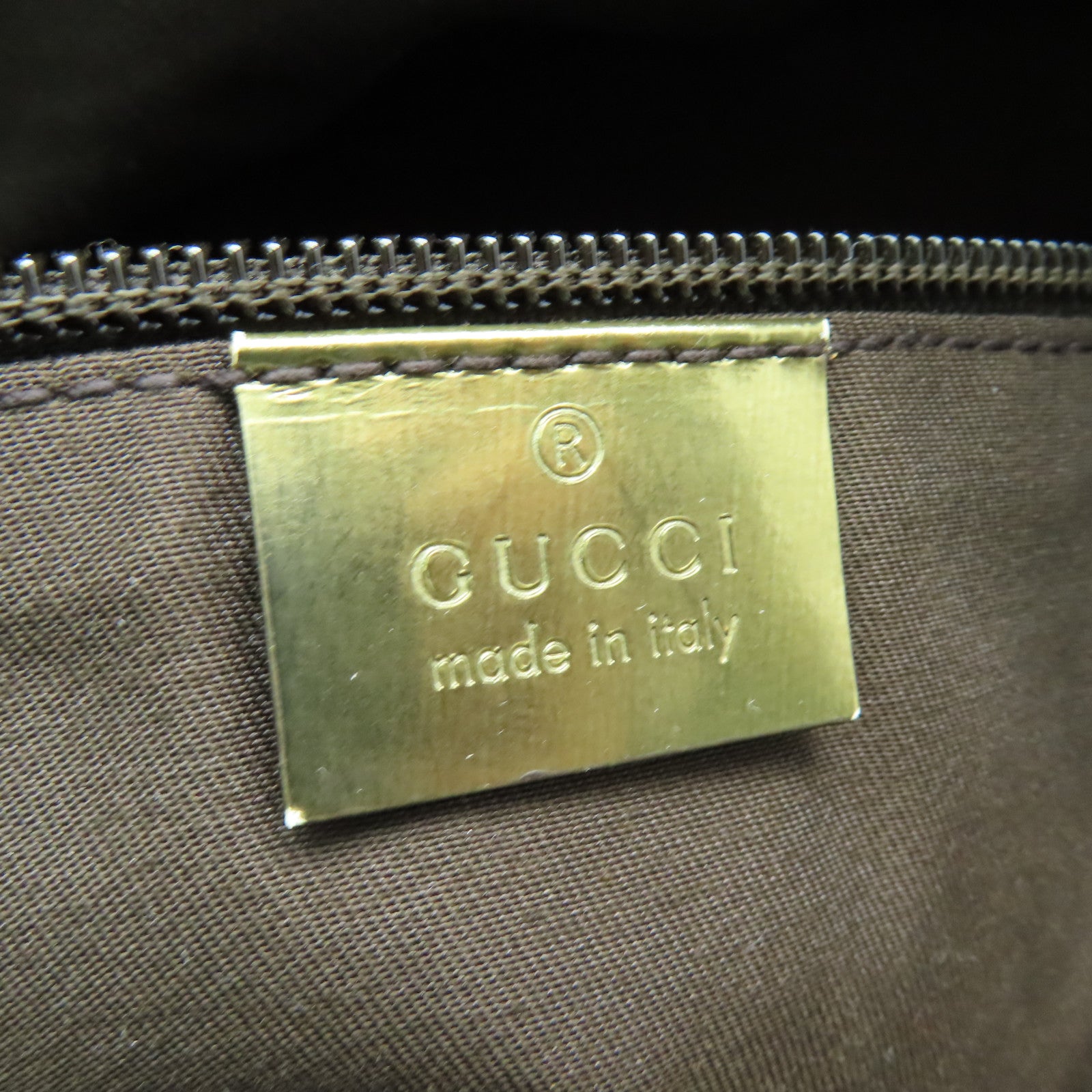 GUCCI 帆布Boston Bag金扣波士頓包淺褐色/金色