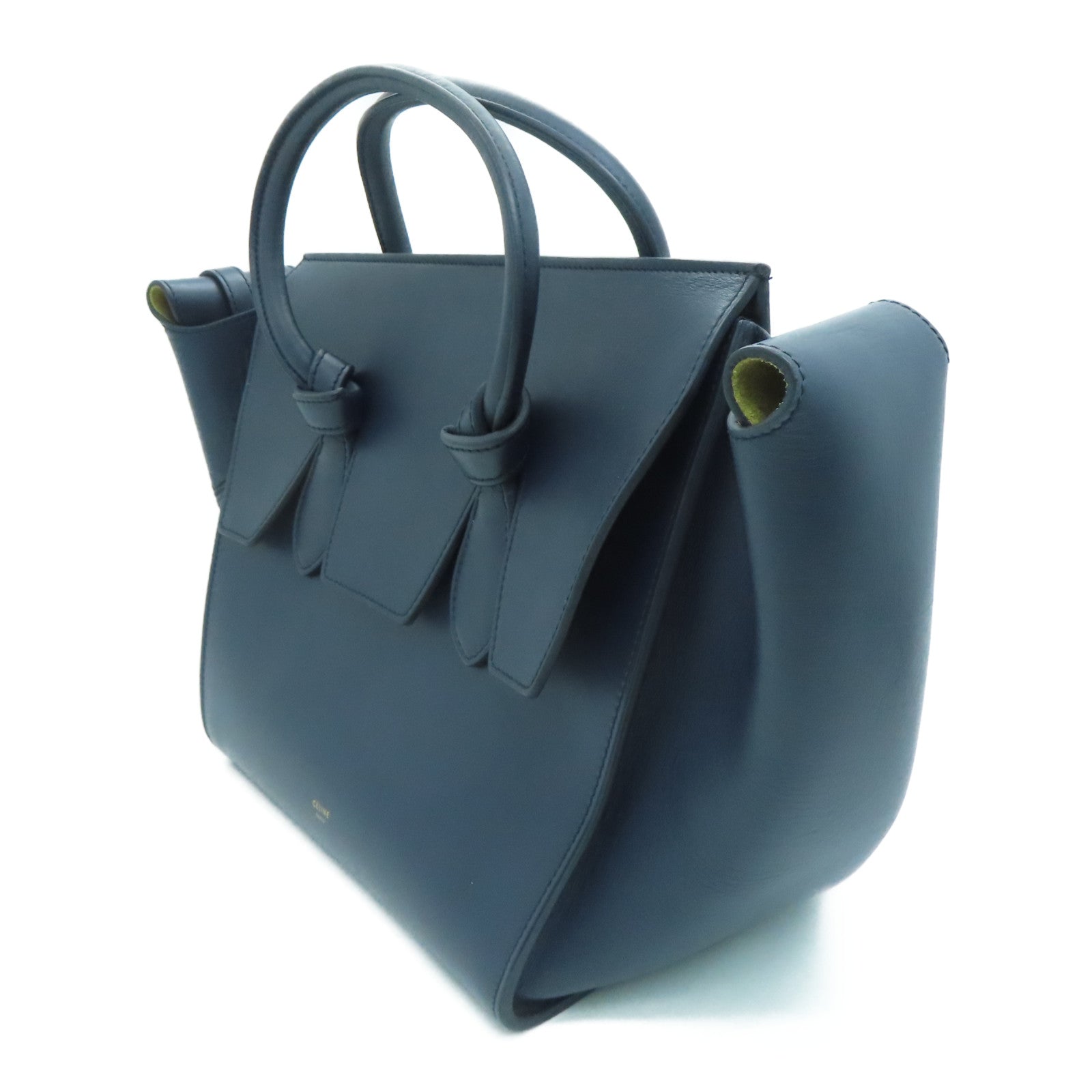 CELINE 牛皮皮革金扣肩背袋深藍色