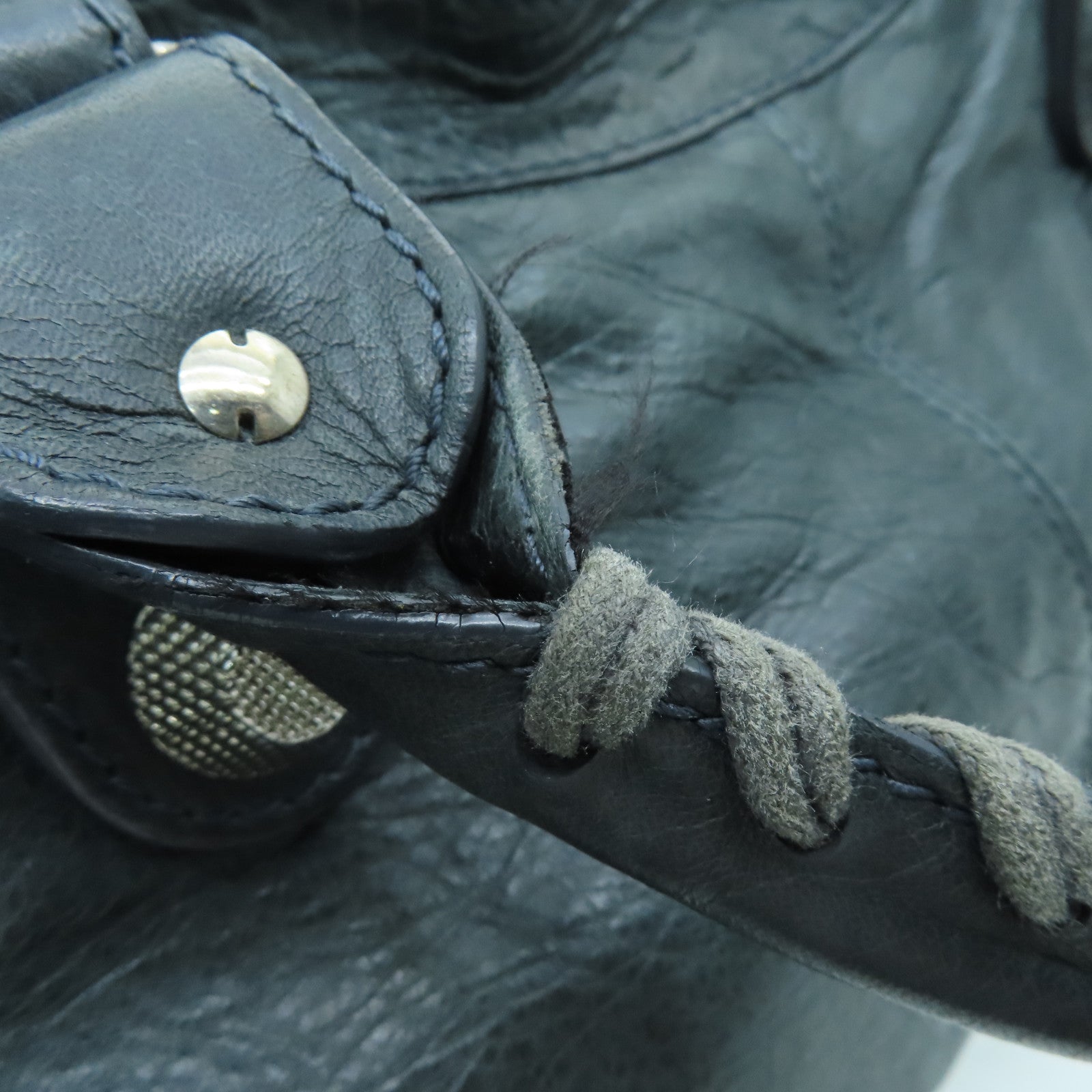BALENCIAGA 牛皮皮革Giant Part Time銀扣手挽肩背兩用袋灰色