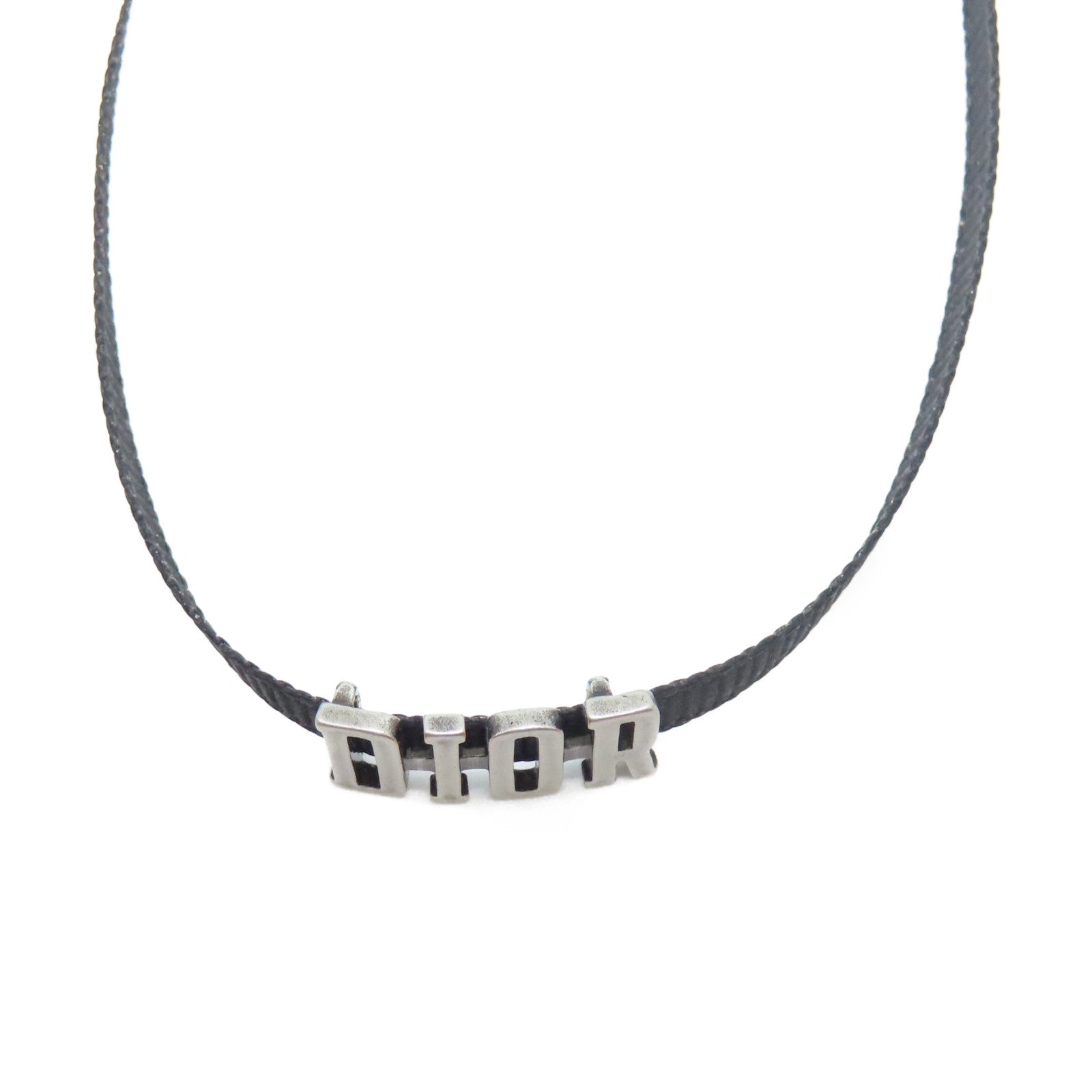 Dior 帆布/金屬Necklace項鍊黑色/銀色
