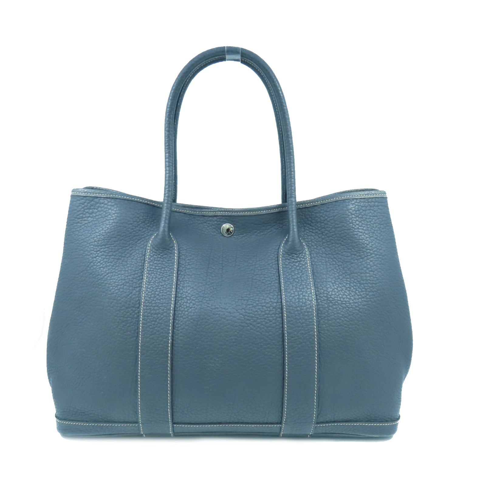 HERMES GardenParty PM silver buckle handle bag Graphite gray