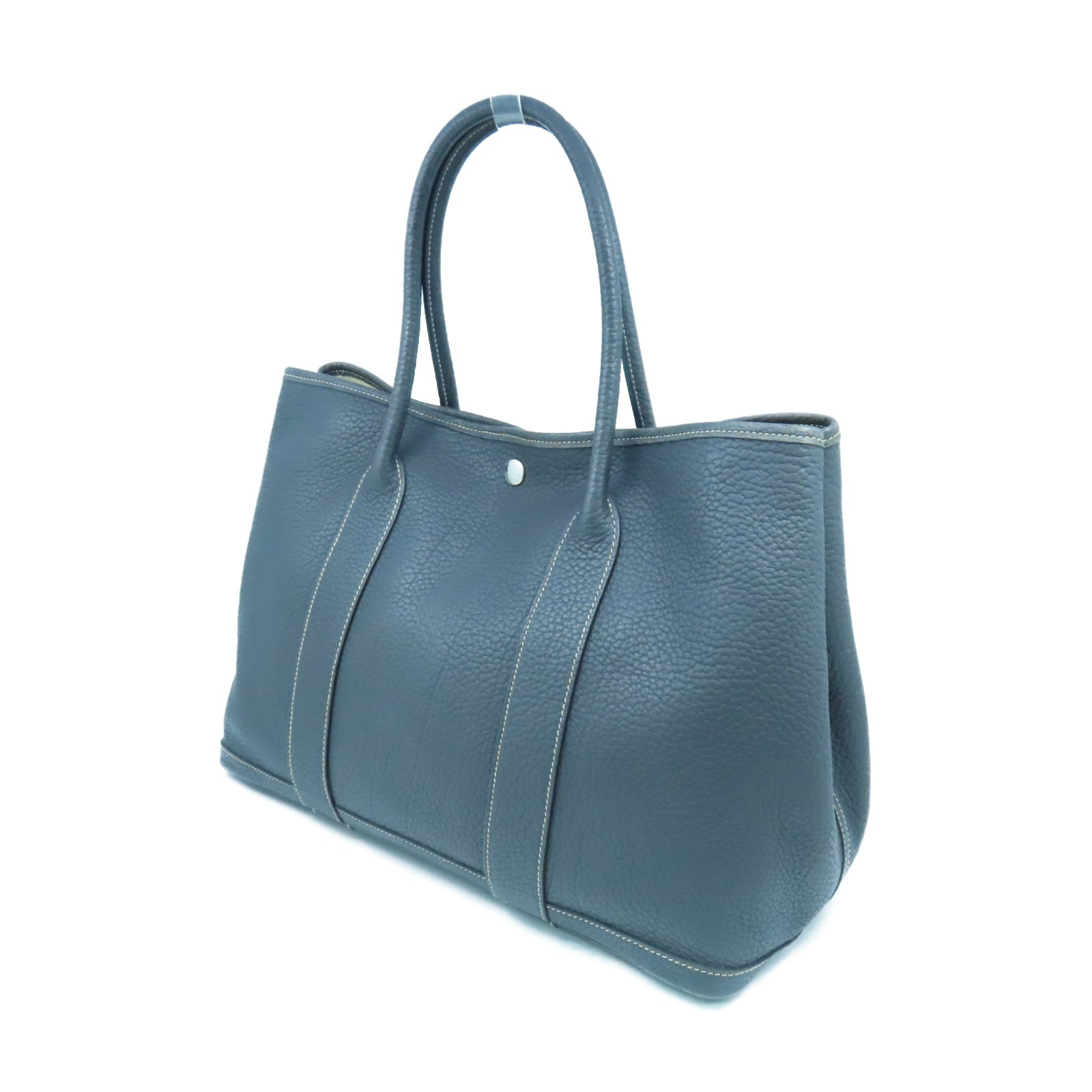 HERMES GardenParty PM silver buckle handle bag Graphite gray