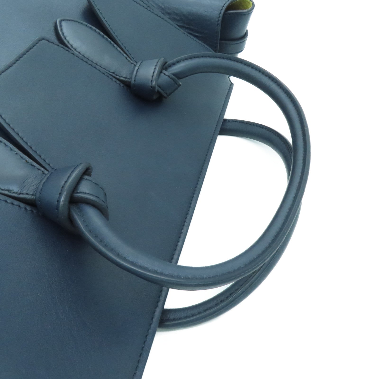 CELINE 牛皮皮革金扣肩背袋深藍色